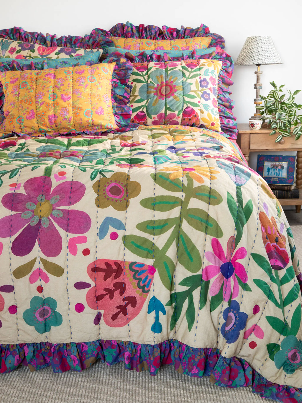 Bungalow Reversible Cotton Shams, Set of 2 - Boho Floral