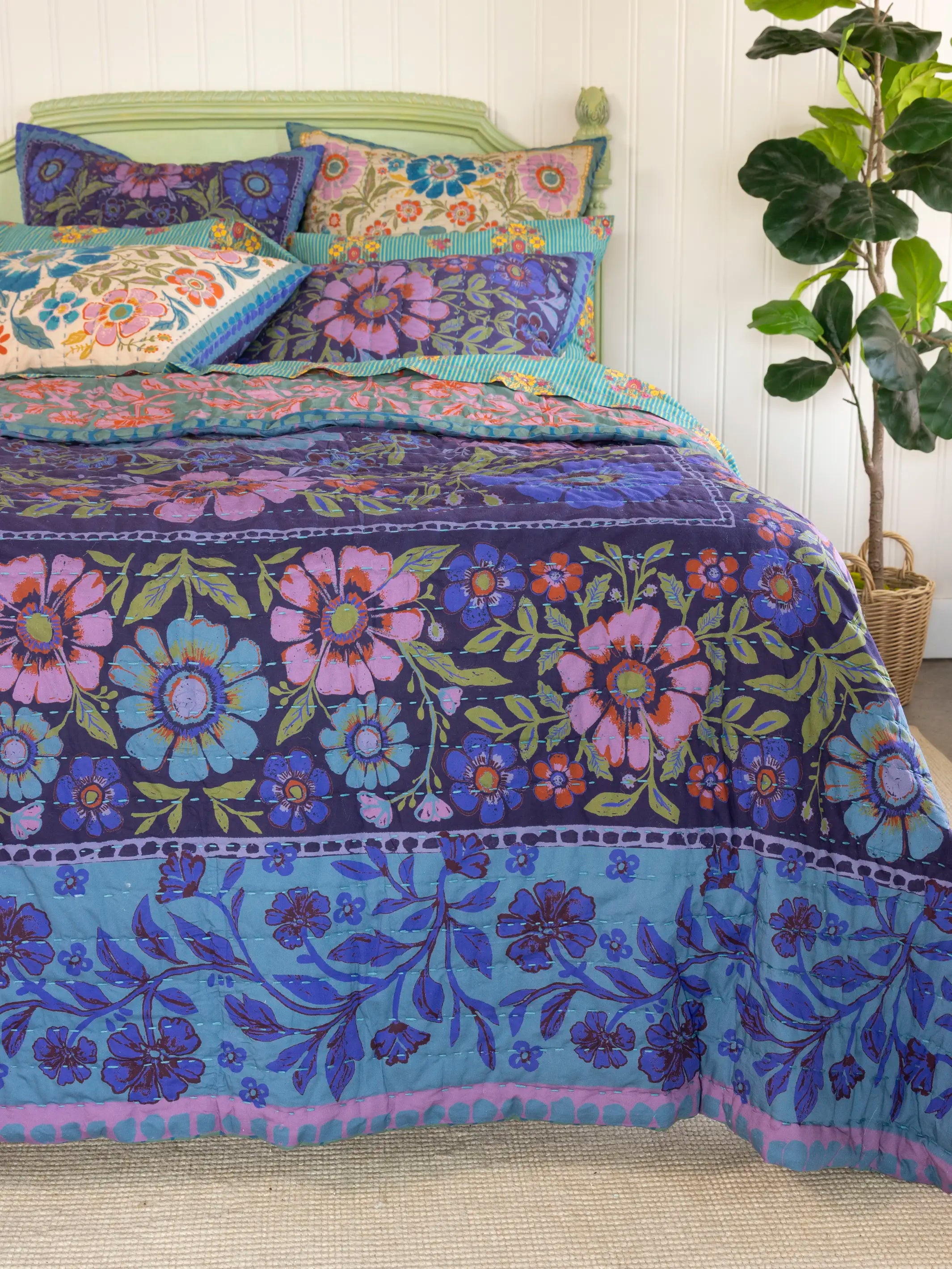 Bungalow Reversible Cotton Shams, Set of 2 - Flower Spell Bandana