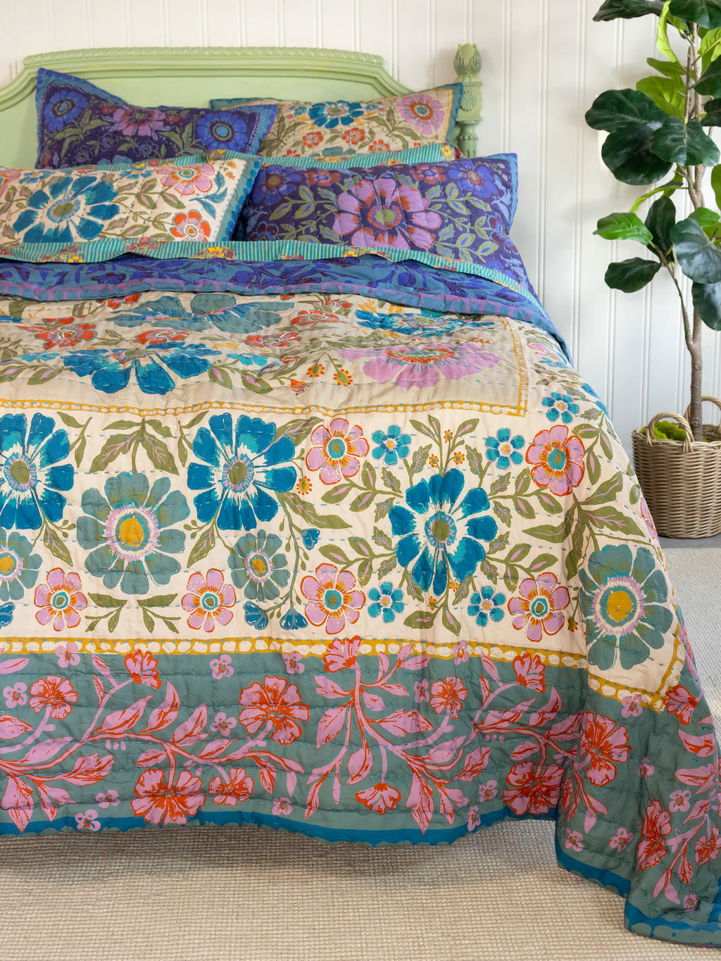 Bungalow Reversible Cotton Quilt - Flower Spell Bandana