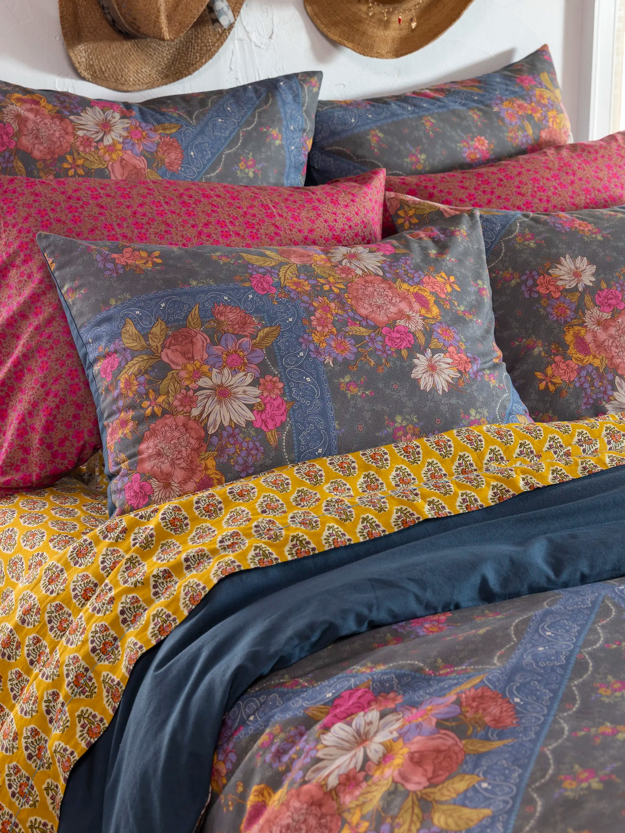 Catalina Cotton Euro Sham - English Garden Charcoal