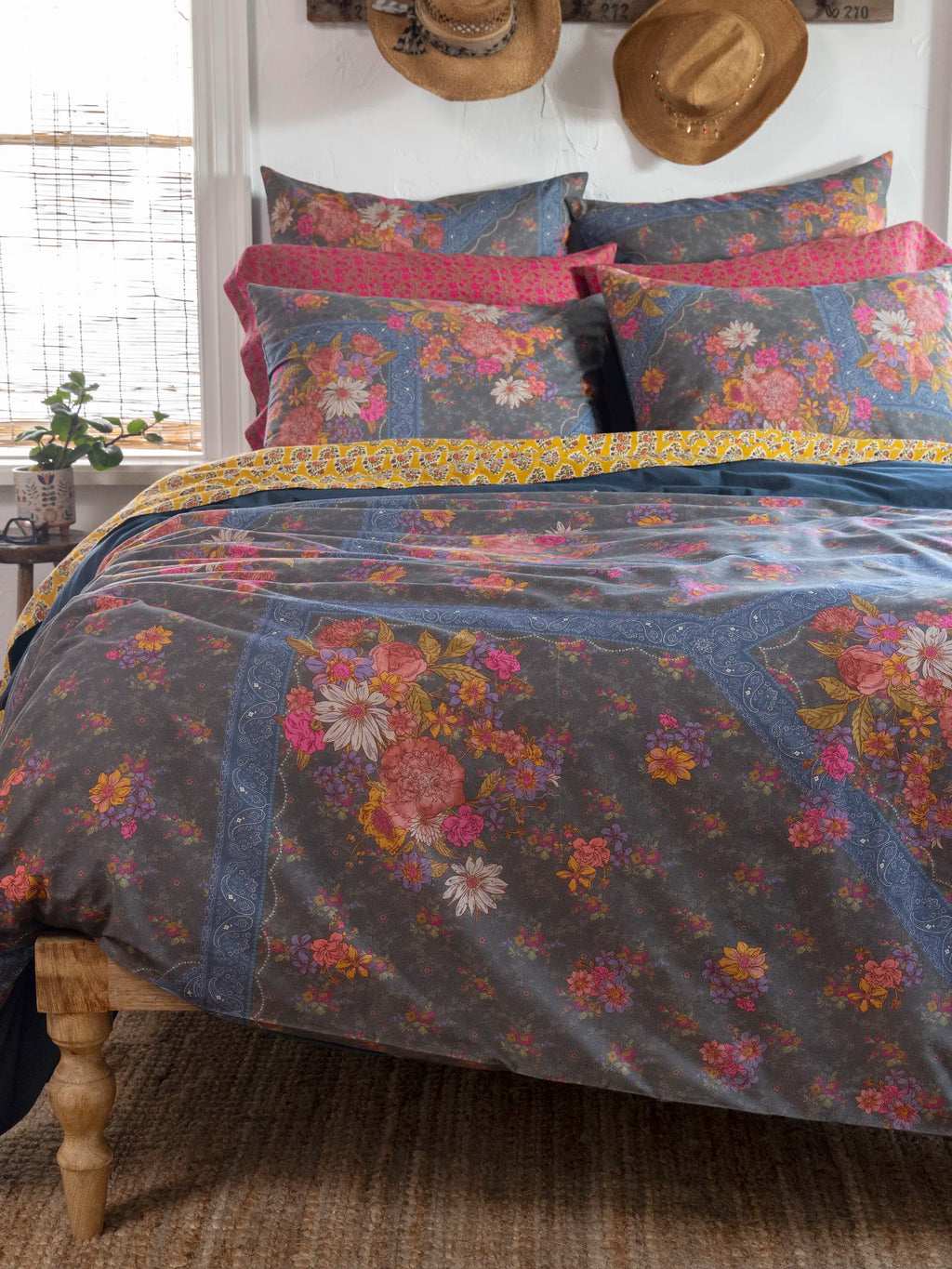 Catalina Cotton Euro Sham - English Garden Charcoal