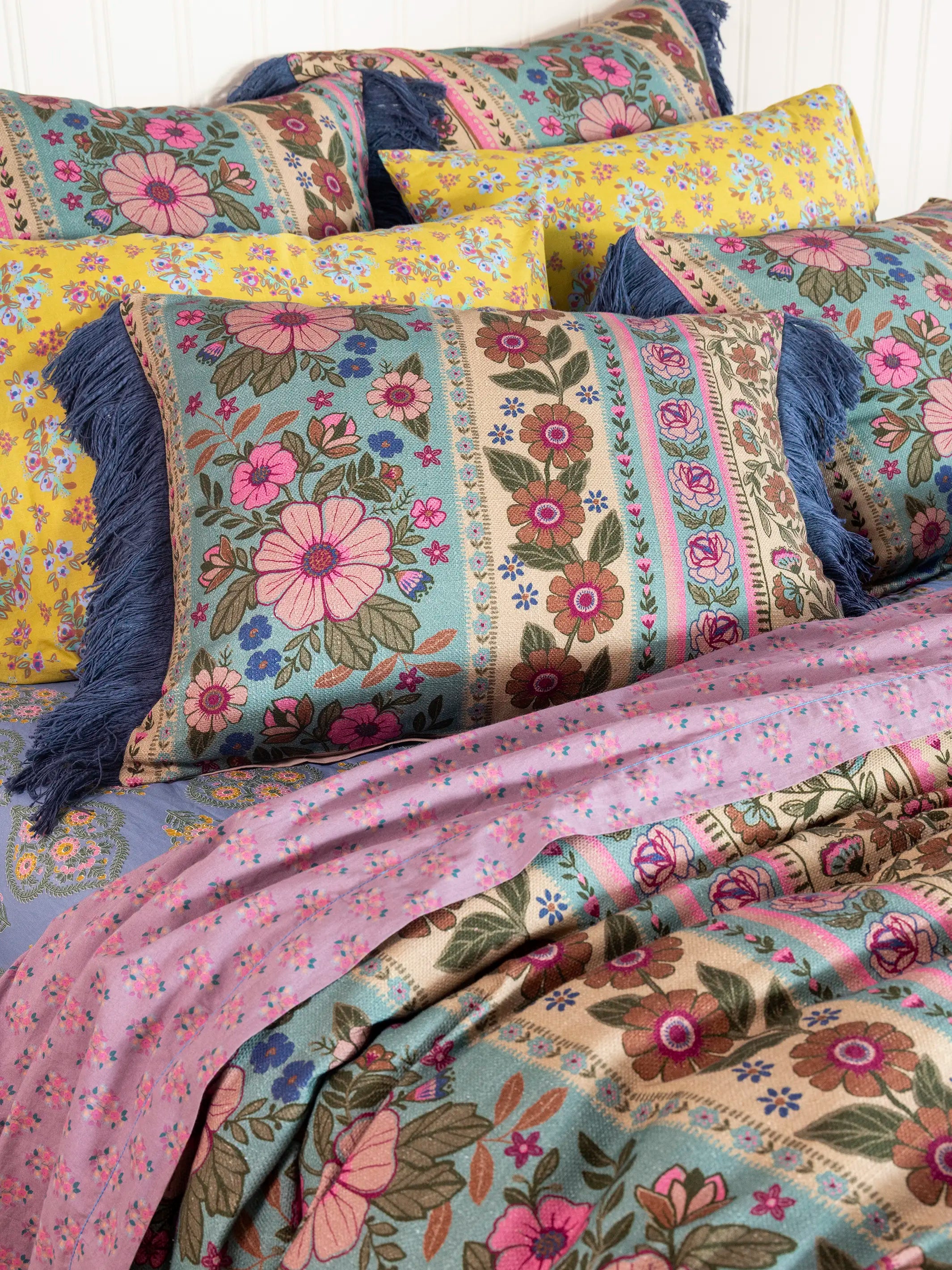 Boho Fringe Euro Sham - Florence Border
