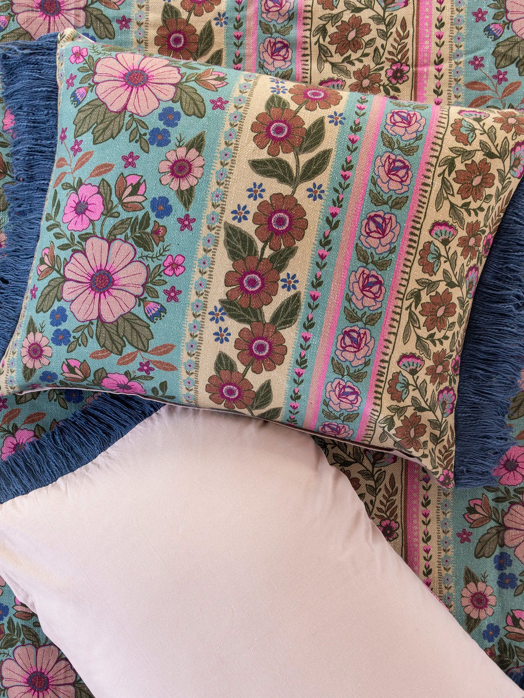 Boho Fringe Shams, Set of 2 - Florence Border