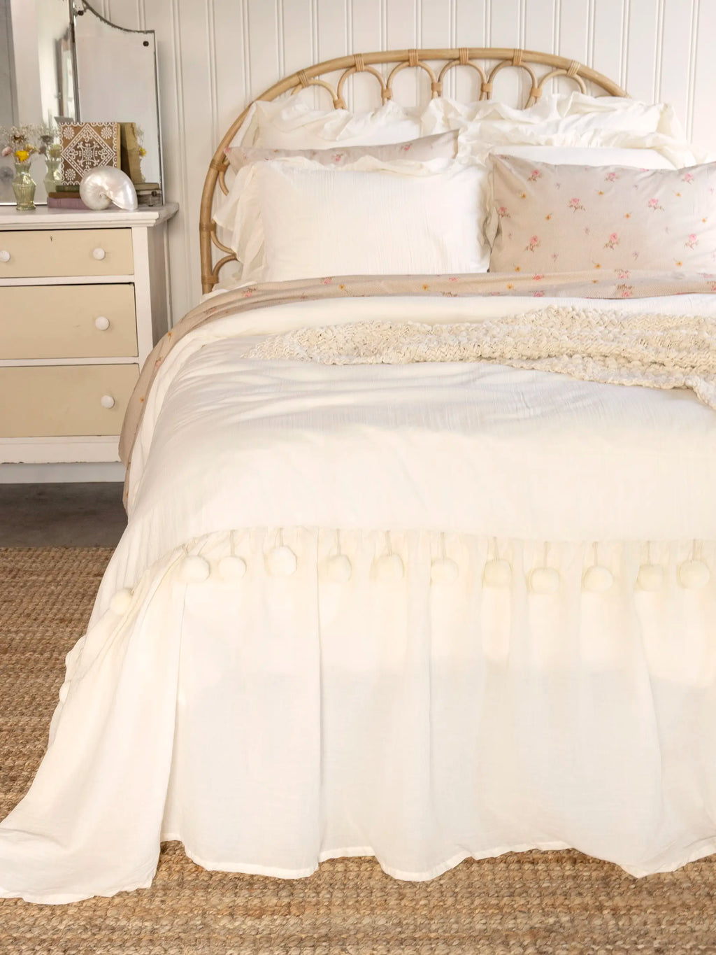 Cotton Ruffle Shams, Set of 2 - Cream