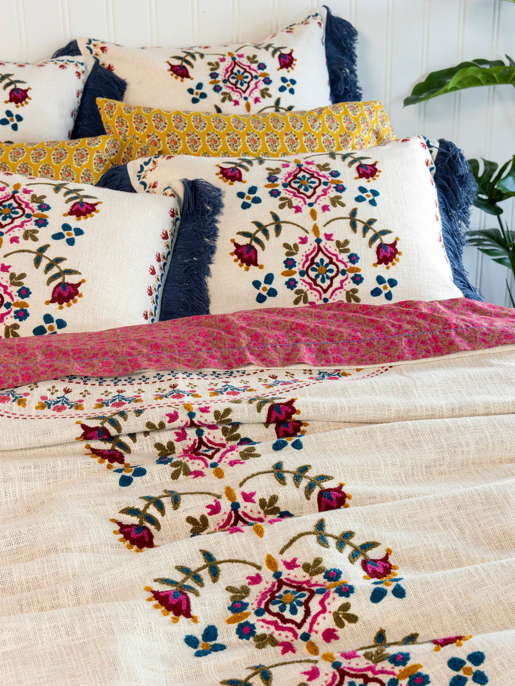 Cotton Slub Tufted Shams, Set of 2 - Cream