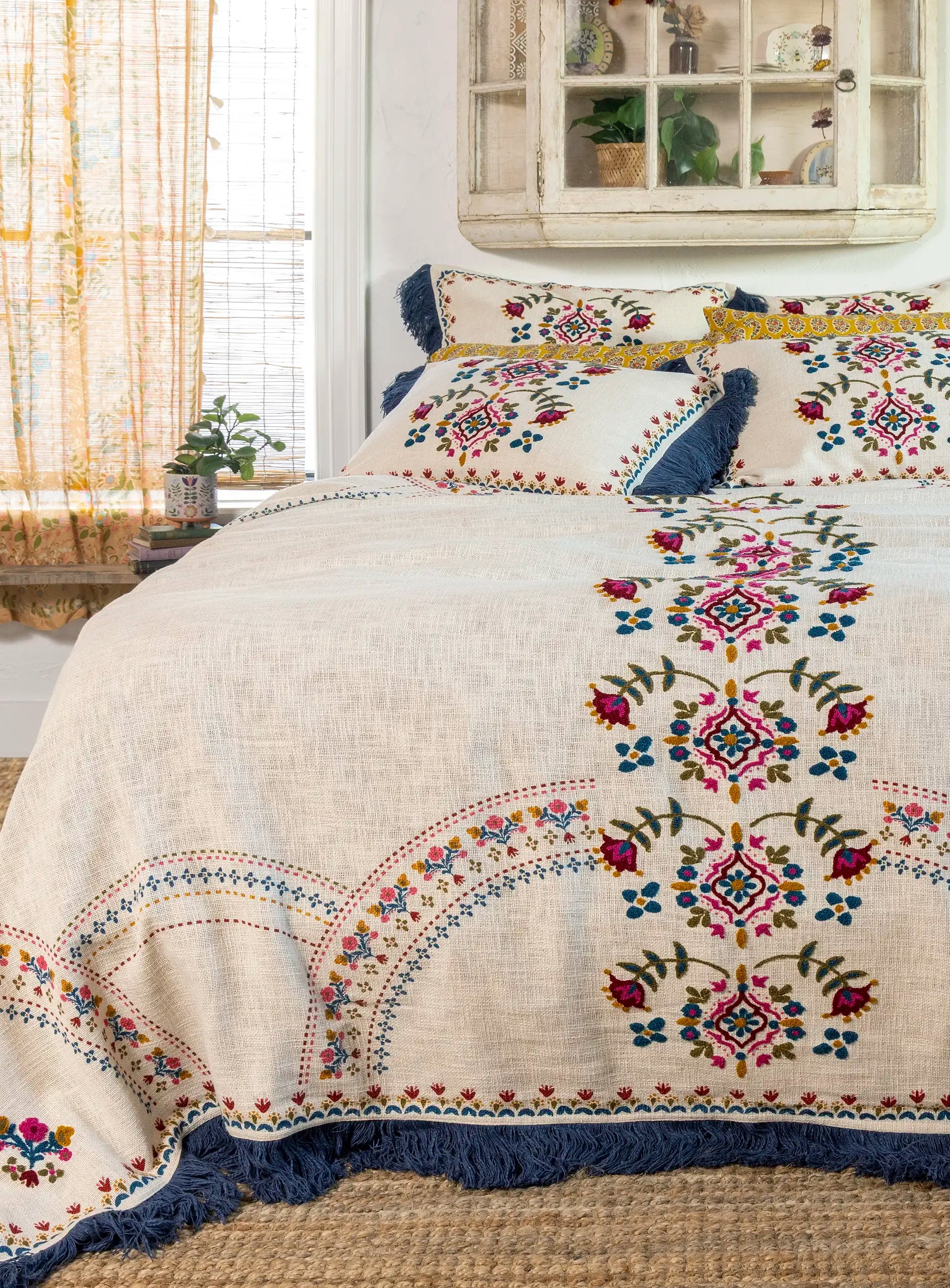 Cotton Slub Tufted Euro Sham - Cream
