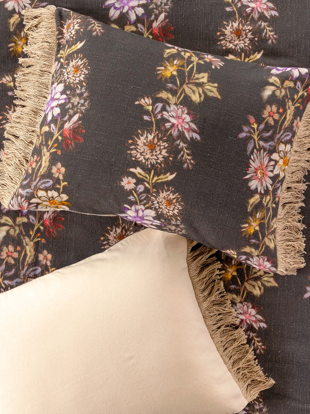 Boho Fringe Shams, Set of 2 - Dahlia Rows Chocolate