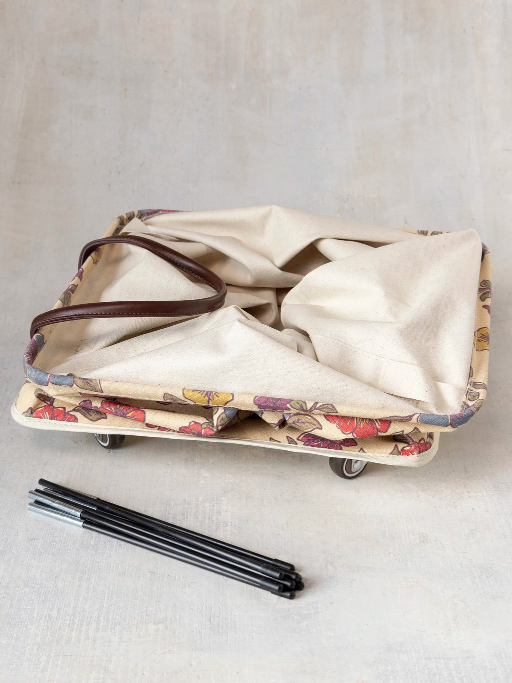 Rolling Laundry Hamper - Cream Enchanted Wildflowers