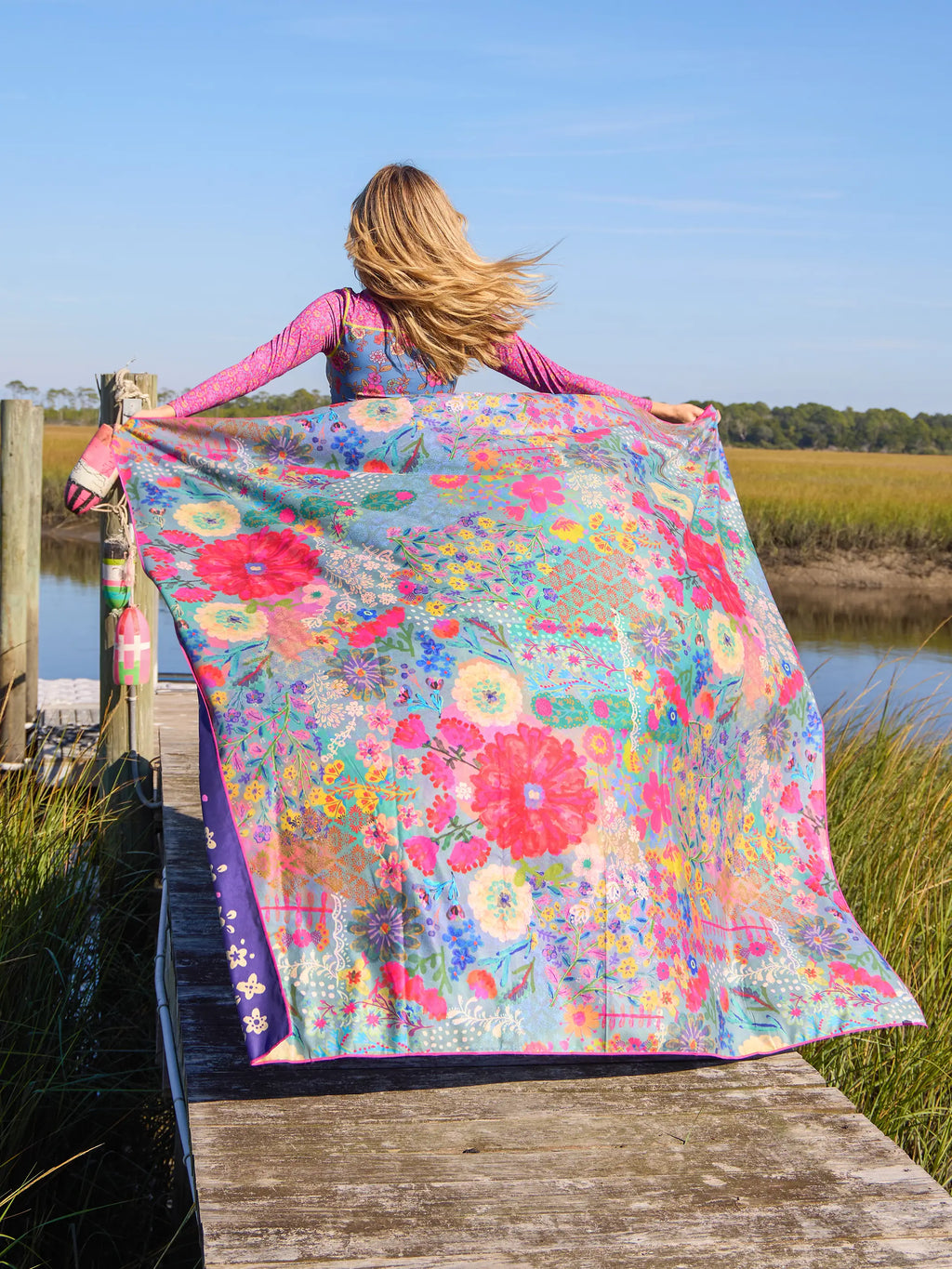 XL Double-Sided Microfiber Beach Towel - Tropic Bandana Navy