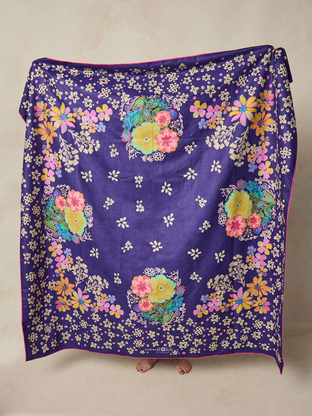 XL Double-Sided Microfiber Beach Towel - Tropic Bandana Navy