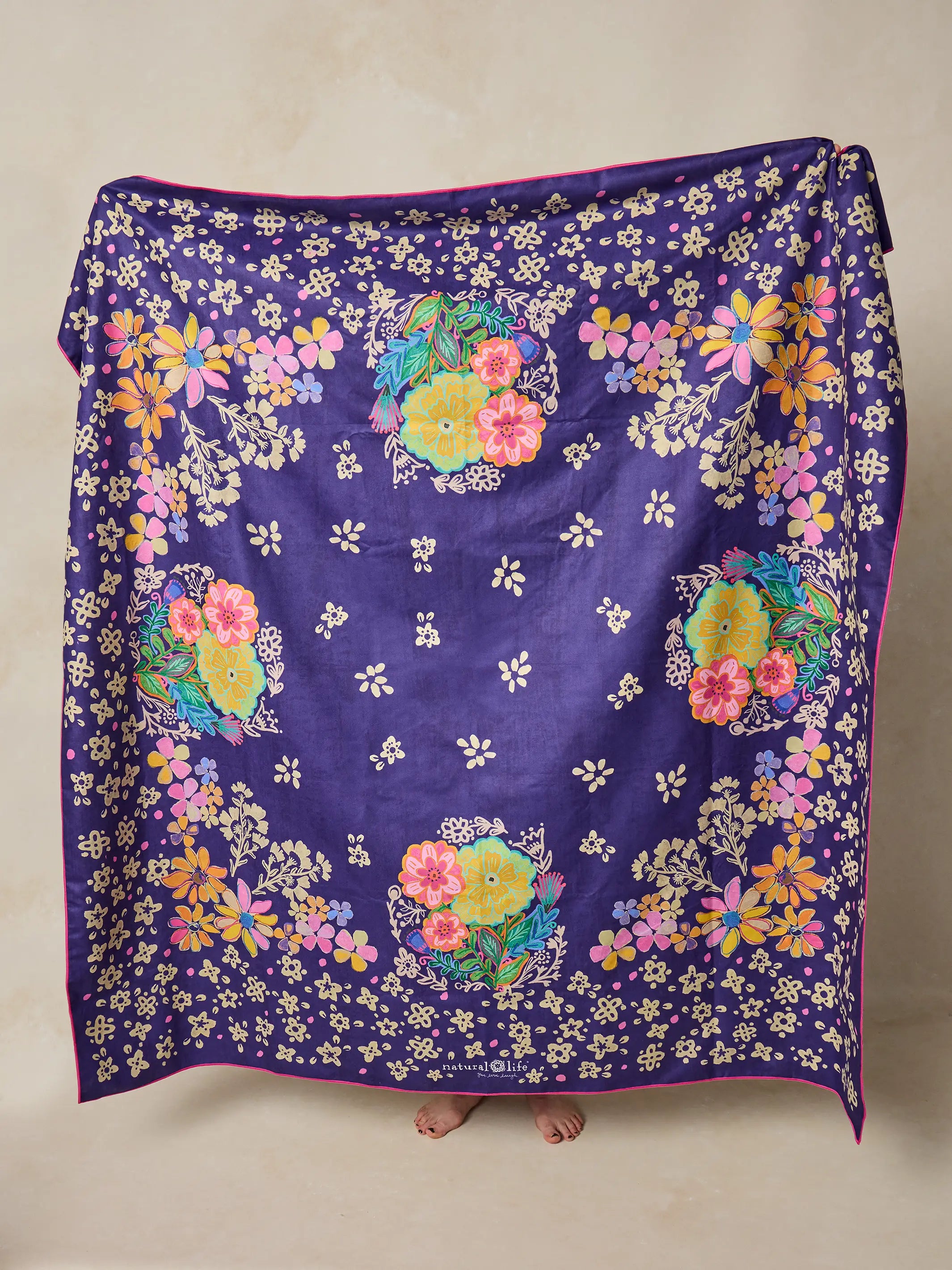 XL Double-Sided Microfiber Beach Towel - Tropic Bandana Navy