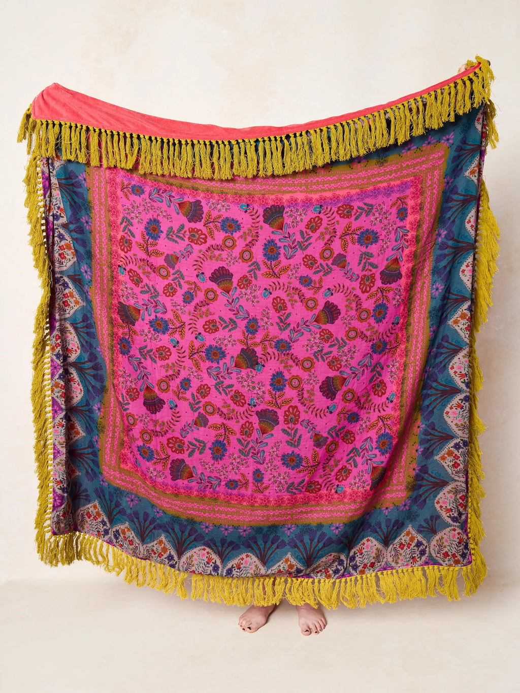 XL Shabana Beach Towel - Hot Pink Borders