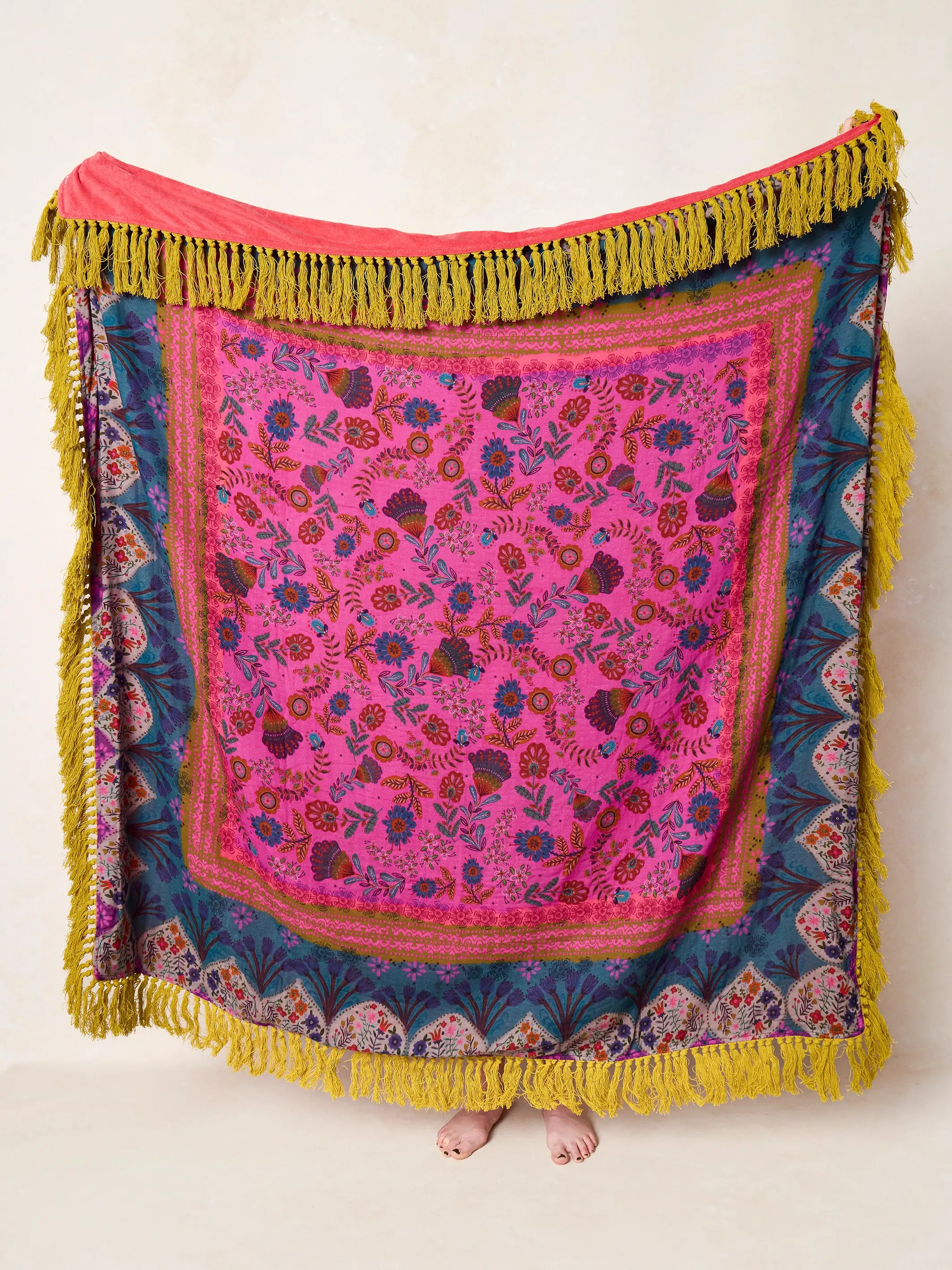 XL Shabana Beach Towel - Hot Pink Borders