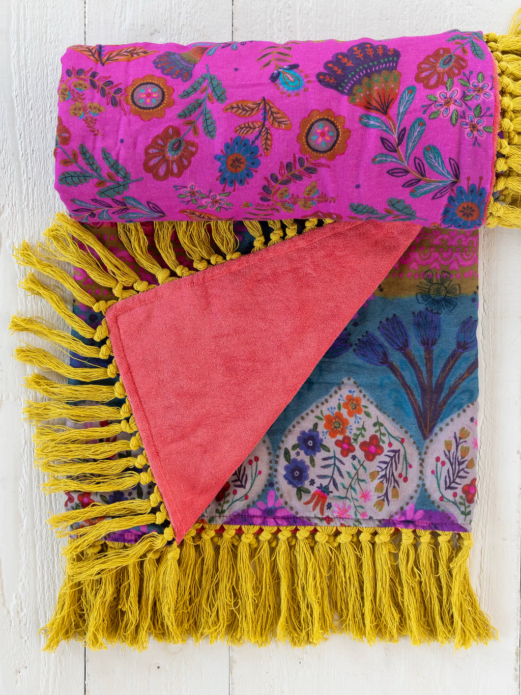 XL Shabana Beach Towel - Hot Pink Borders
