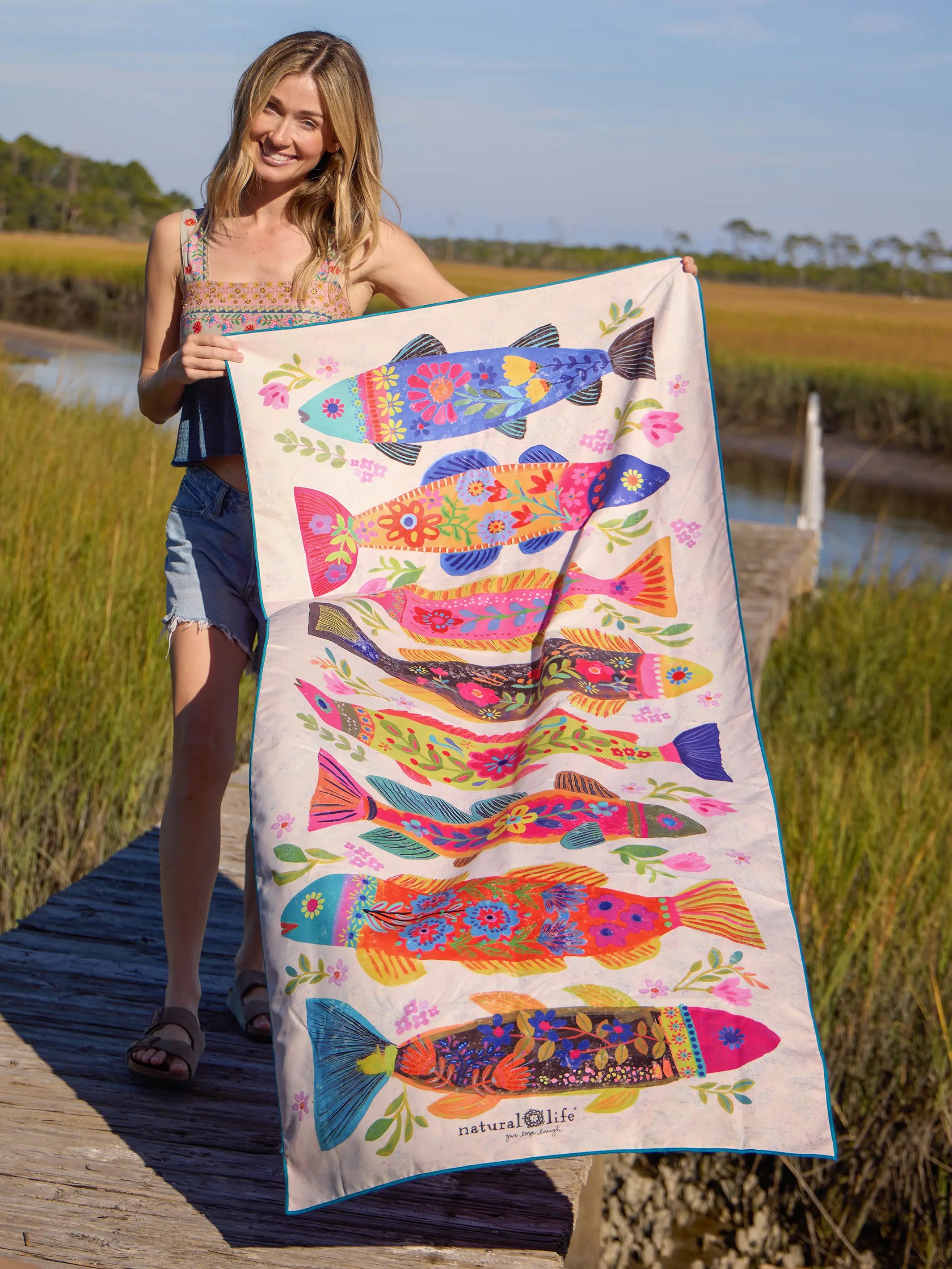 Double-Sided Microfiber Beach Towel - Fish