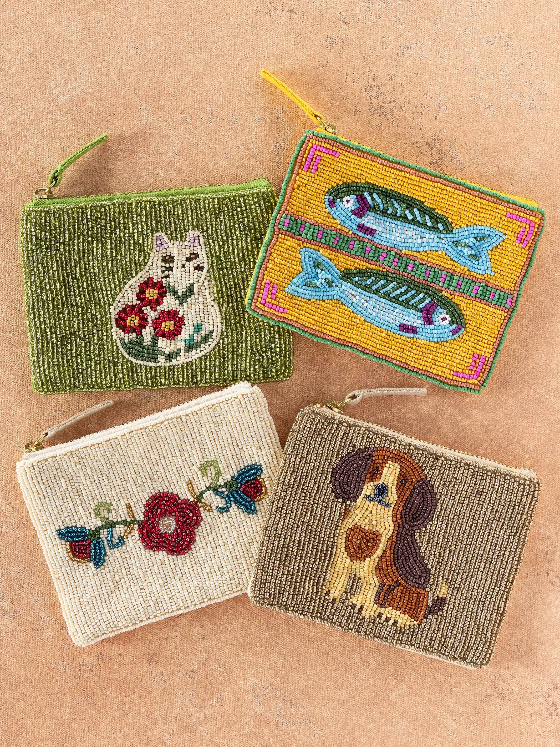 Beaded Coin Purse - Cat