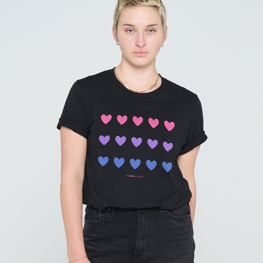 Bisexual Hearts LGBTQ+ Pride T-Shirt