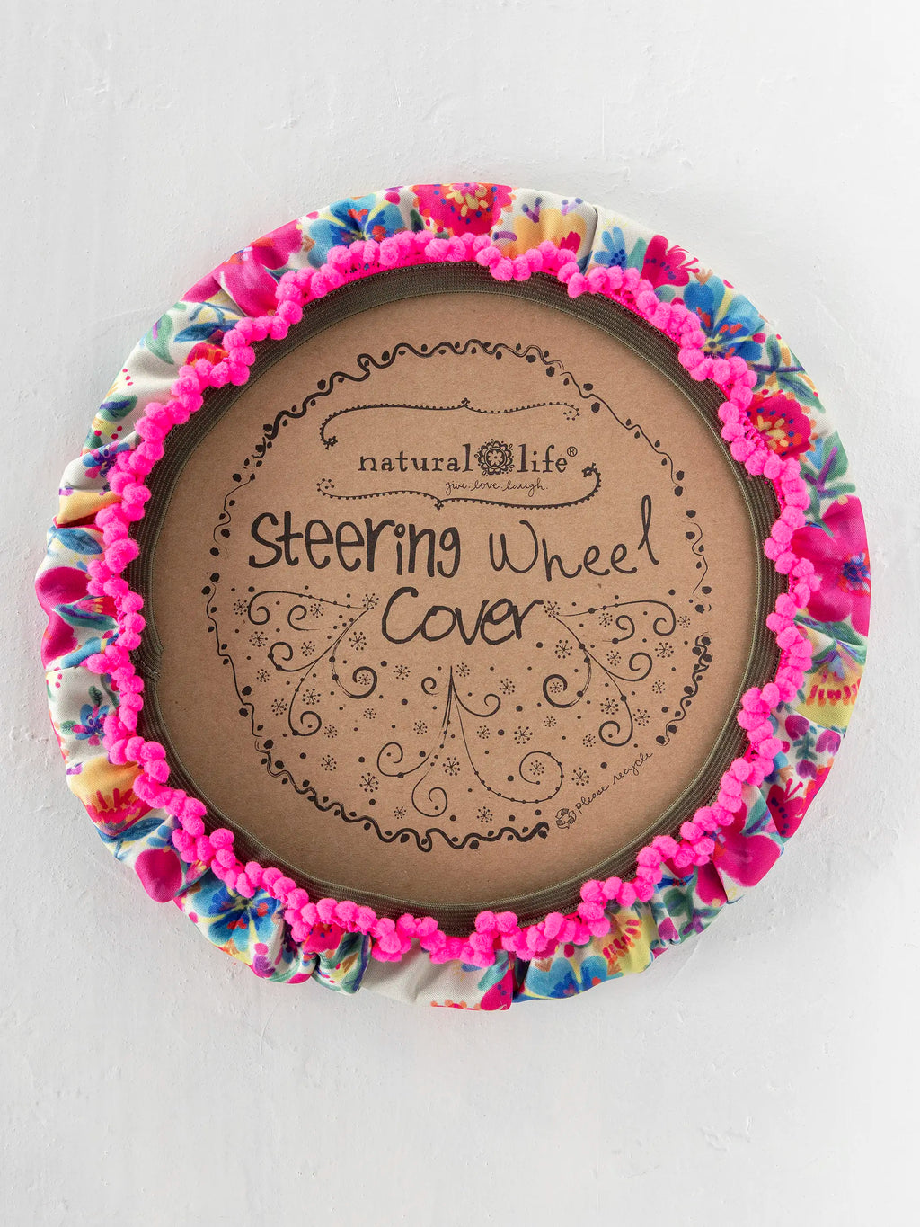 Steering Wheel Cover, 15 - Pink Floral