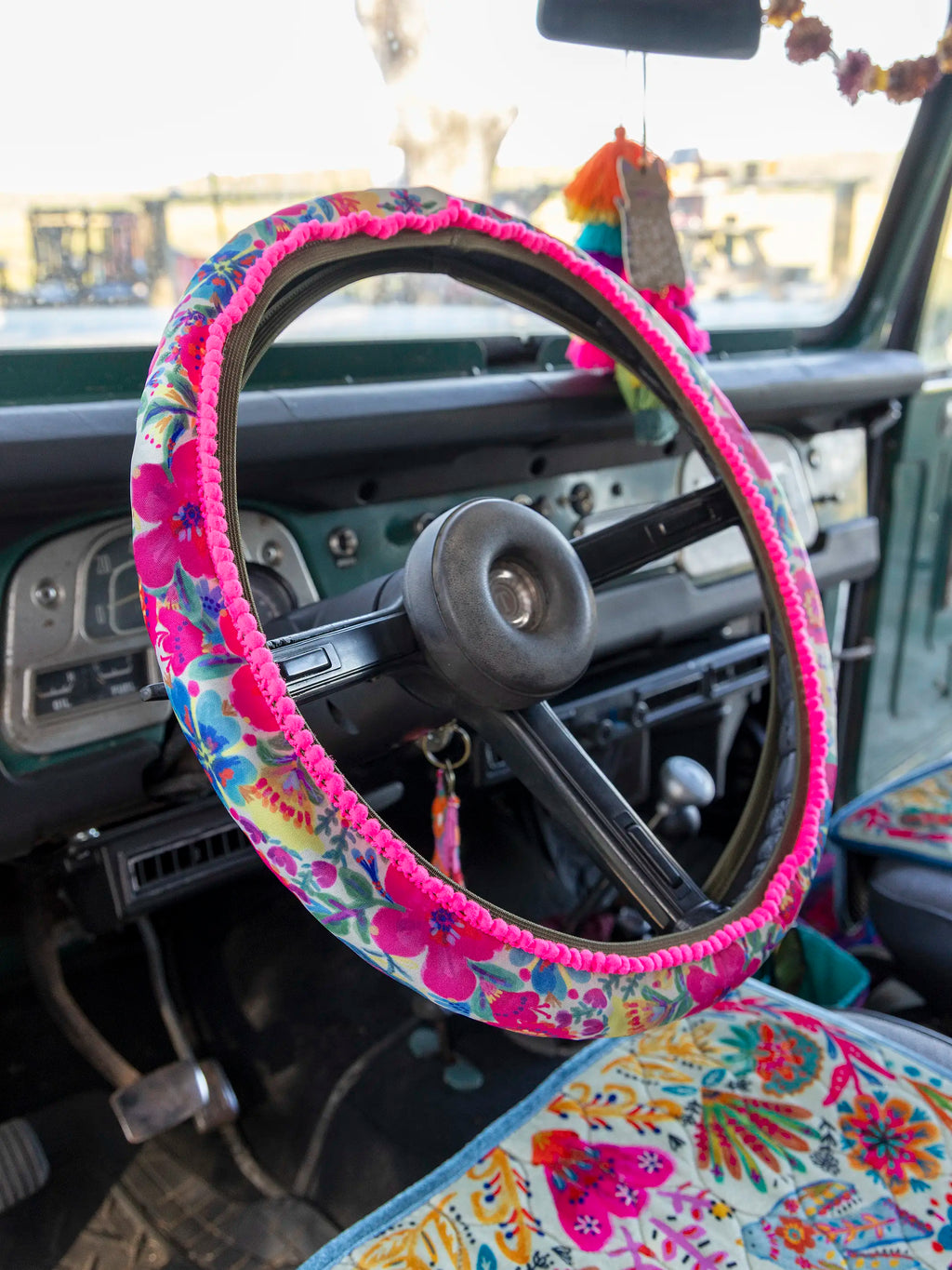 Steering Wheel Cover, 15 - Pink Floral