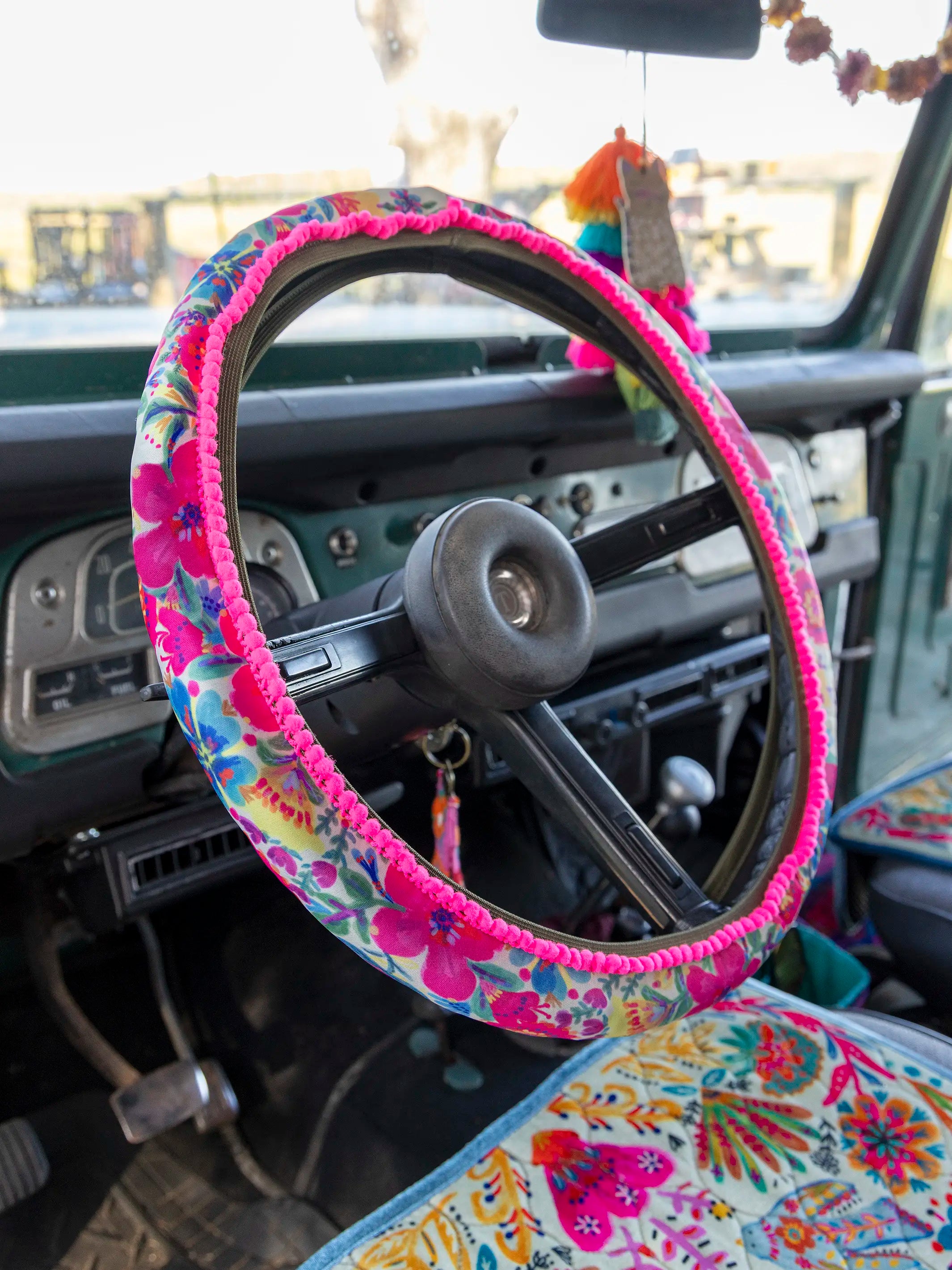 Steering Wheel Cover, 15 - Pink Floral