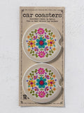 Car Coasters, Set of 2 - Cream Folk Flower