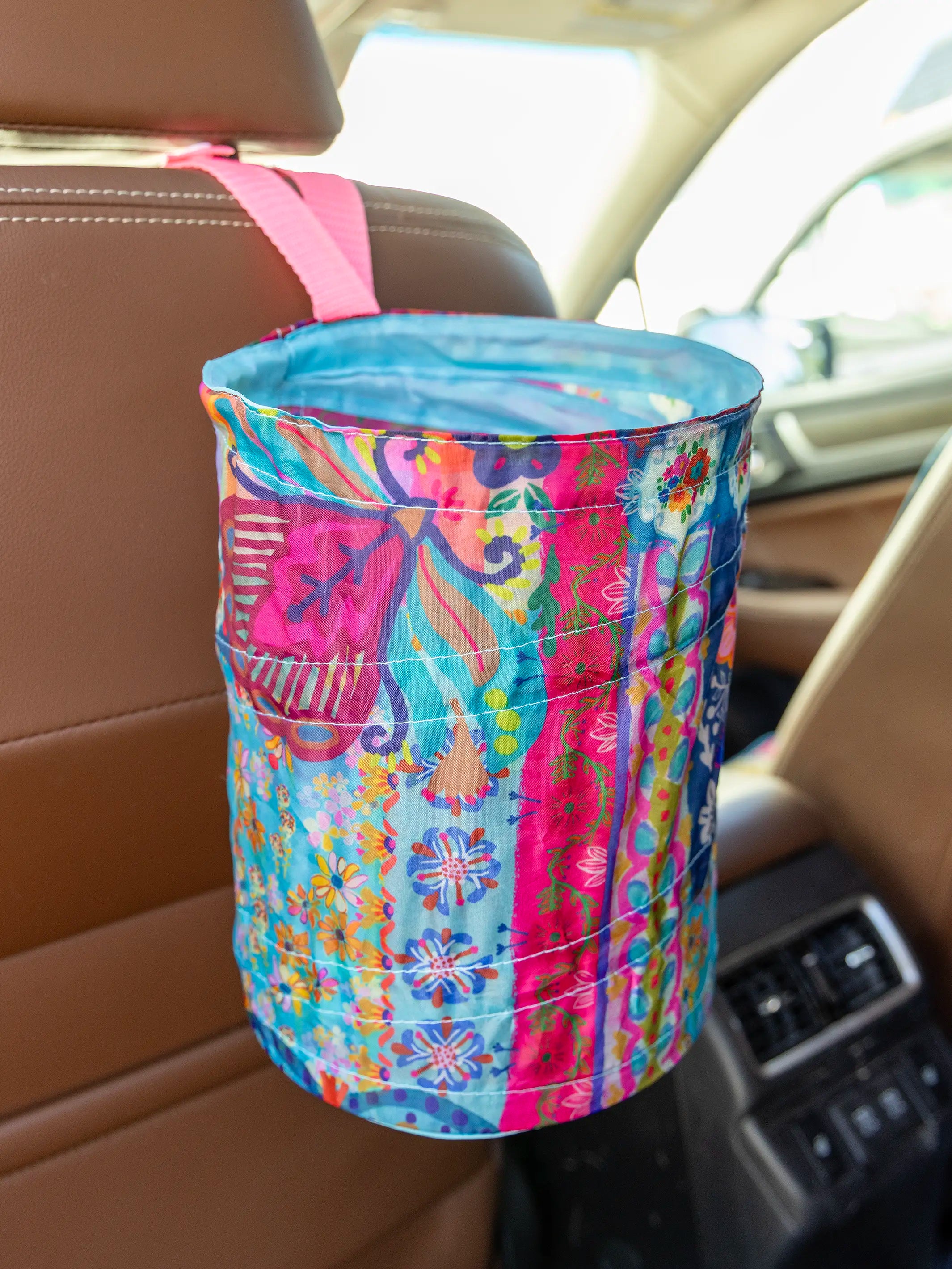 Pop-Up Car Trash Can - Floral Patchwork