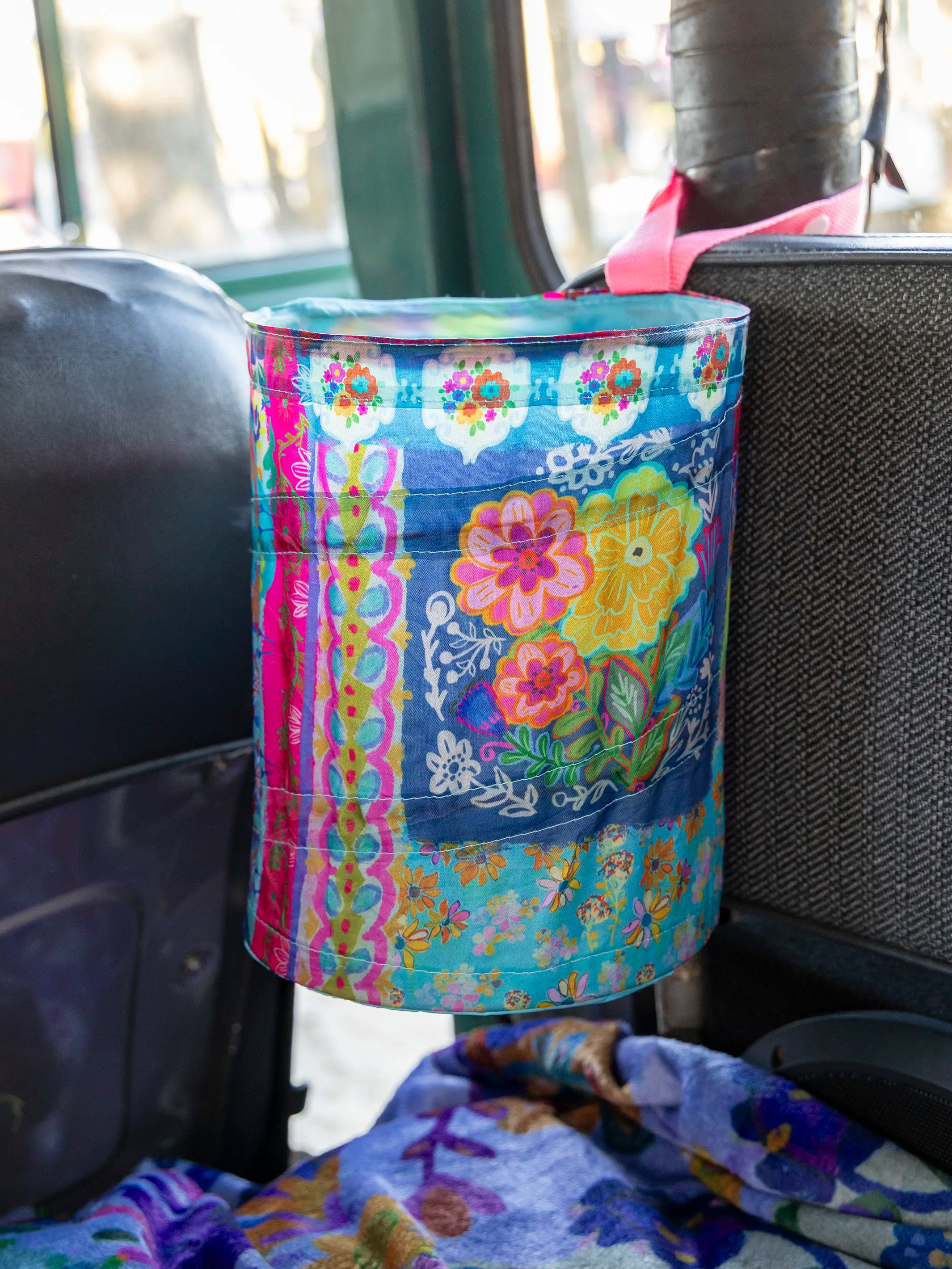 Pop-Up Car Trash Can - Floral Patchwork