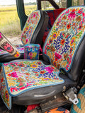Velvet Car Seat Protector - Cream Birds
