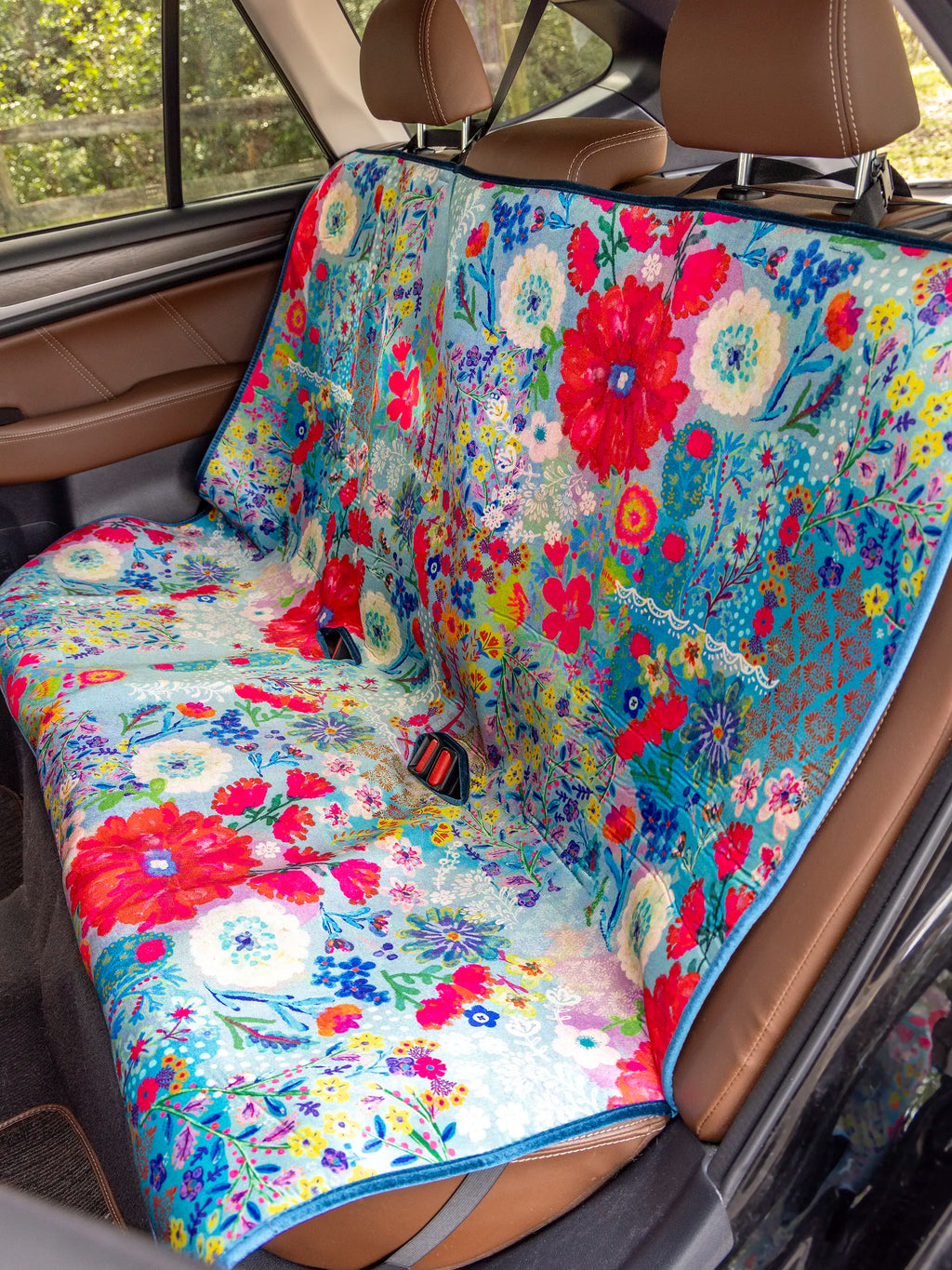 Back Car Seat Cover - Blue Garden Patchwork