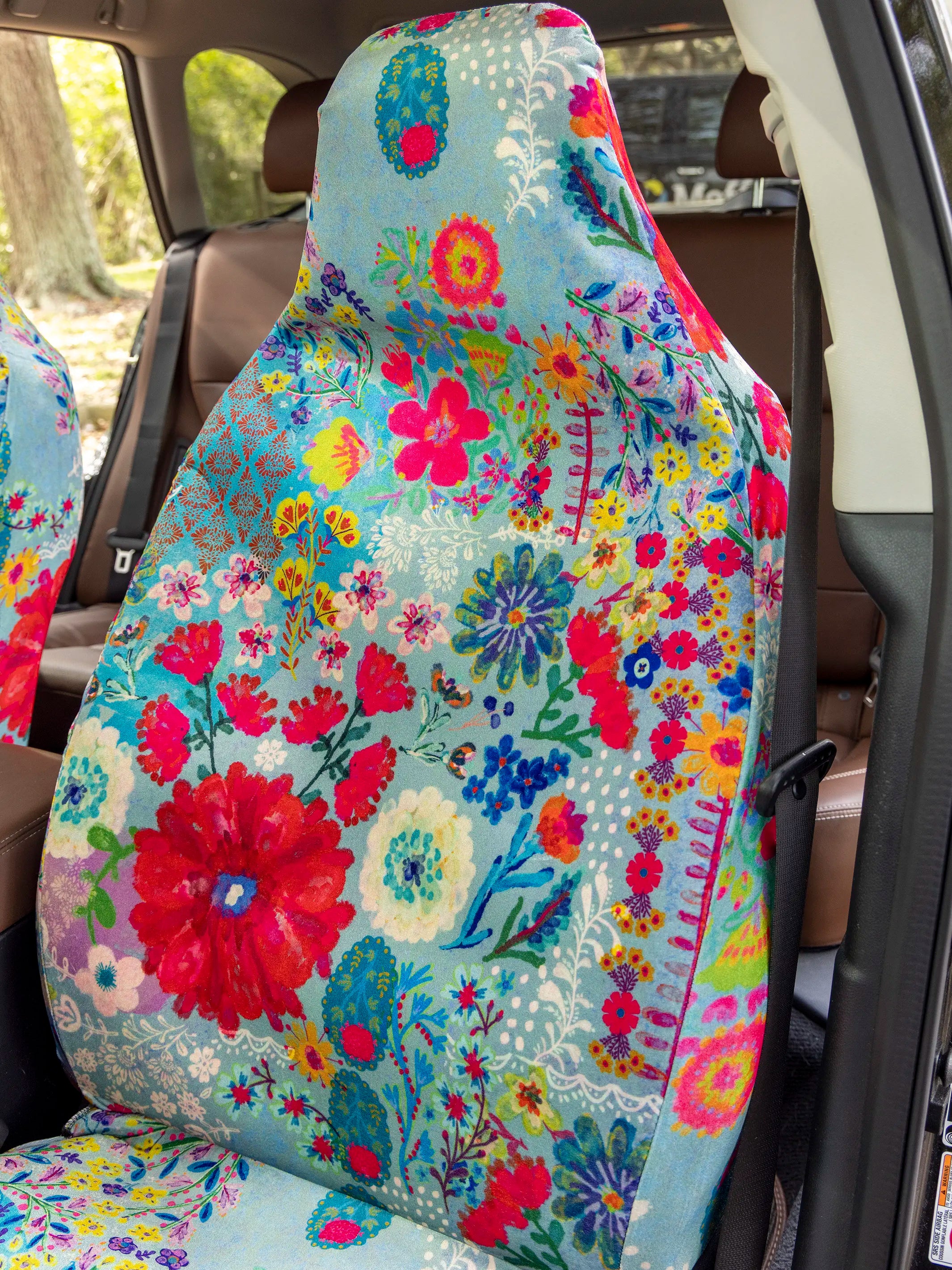 Front Car Seat Cover, Set of 2 - Blue Garden Patchwork