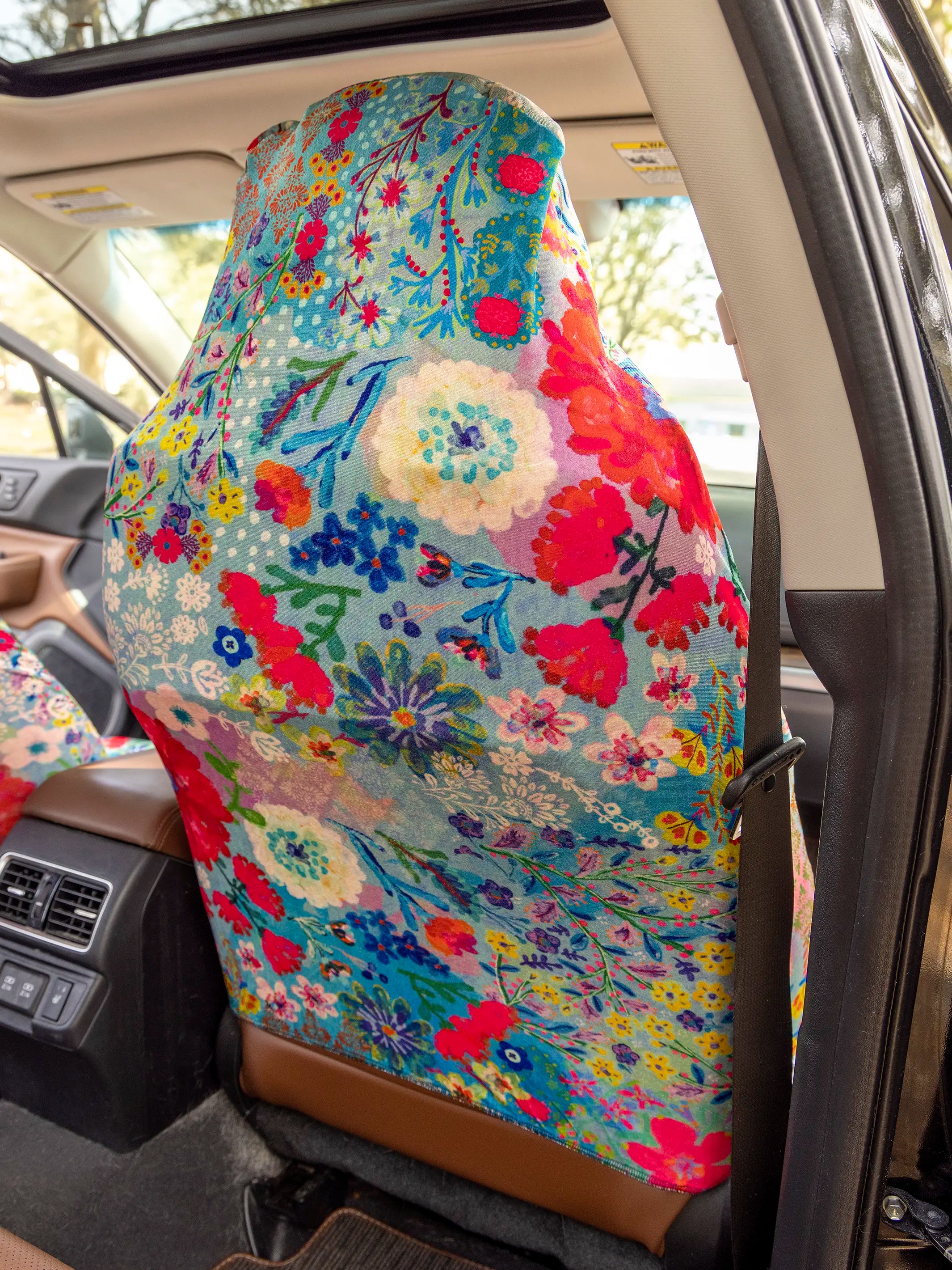Front Car Seat Cover, Set of 2 - Blue Garden Patchwork
