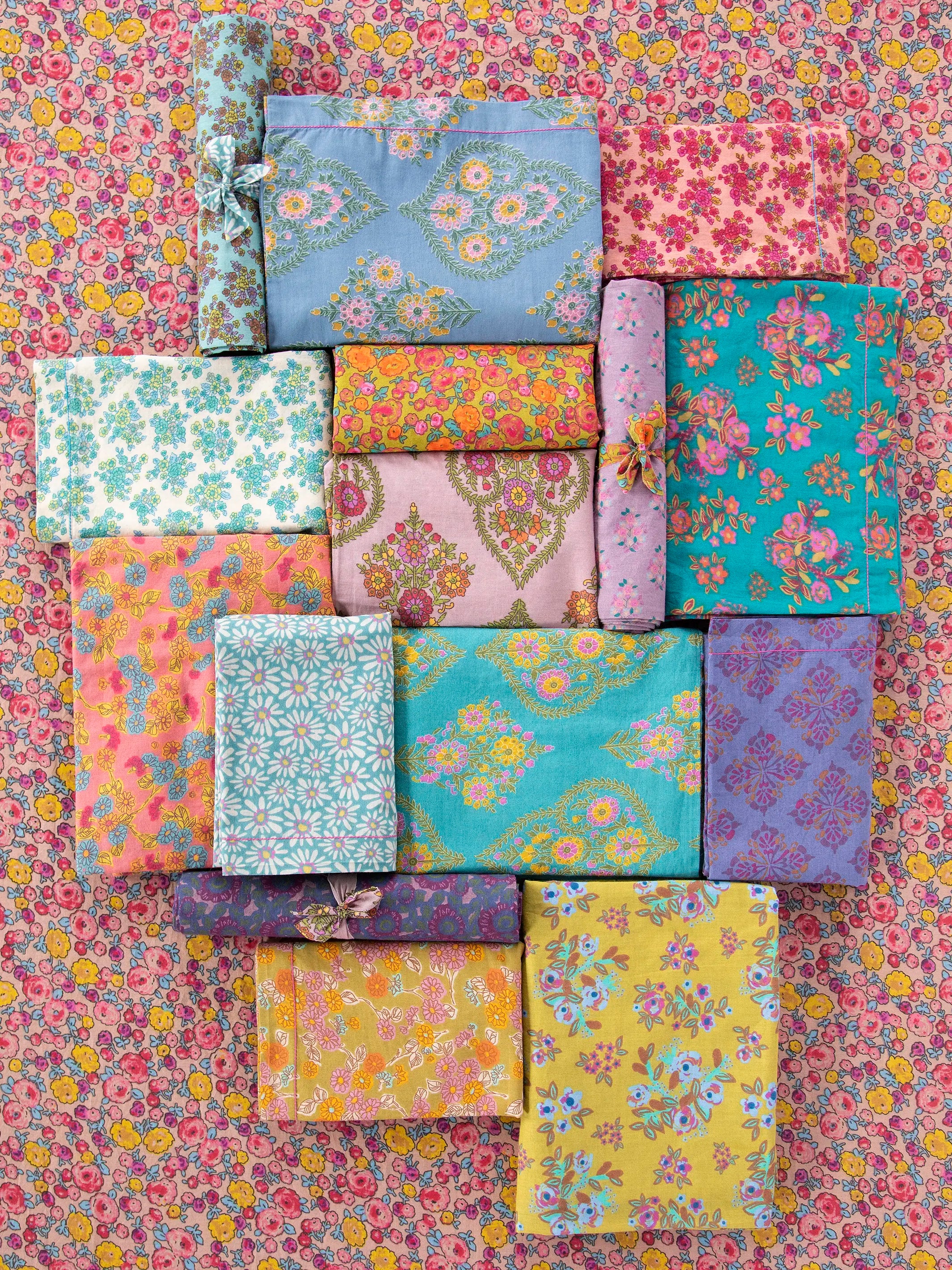 Mix & Match Cotton Flat Sheet - Blush Folk Ditsy