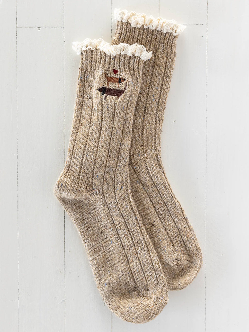 Little Things Embroidered Socks - Dog
