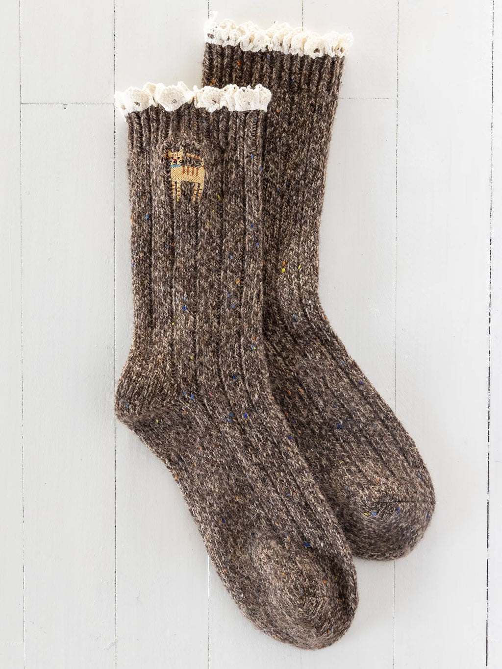 Little Things Embroidered Socks - Cat