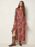 Christa Knit Cotton Maxi Dress - Batik Garden Red
