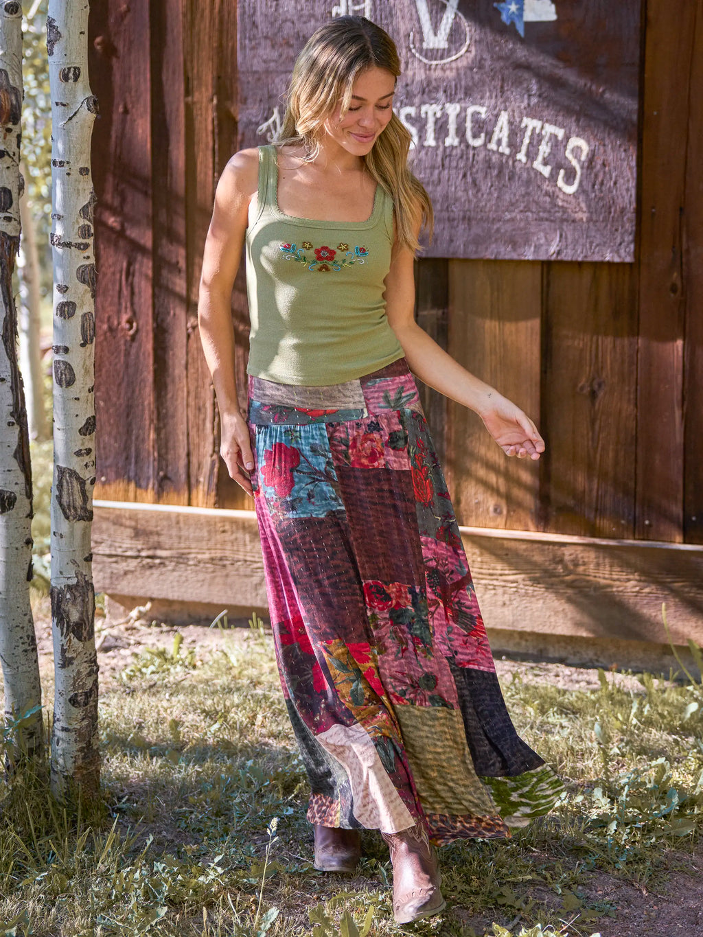 Live-In-It Knit ButterSoft Convertible Maxi Skirt - Jewel Quilt Multi