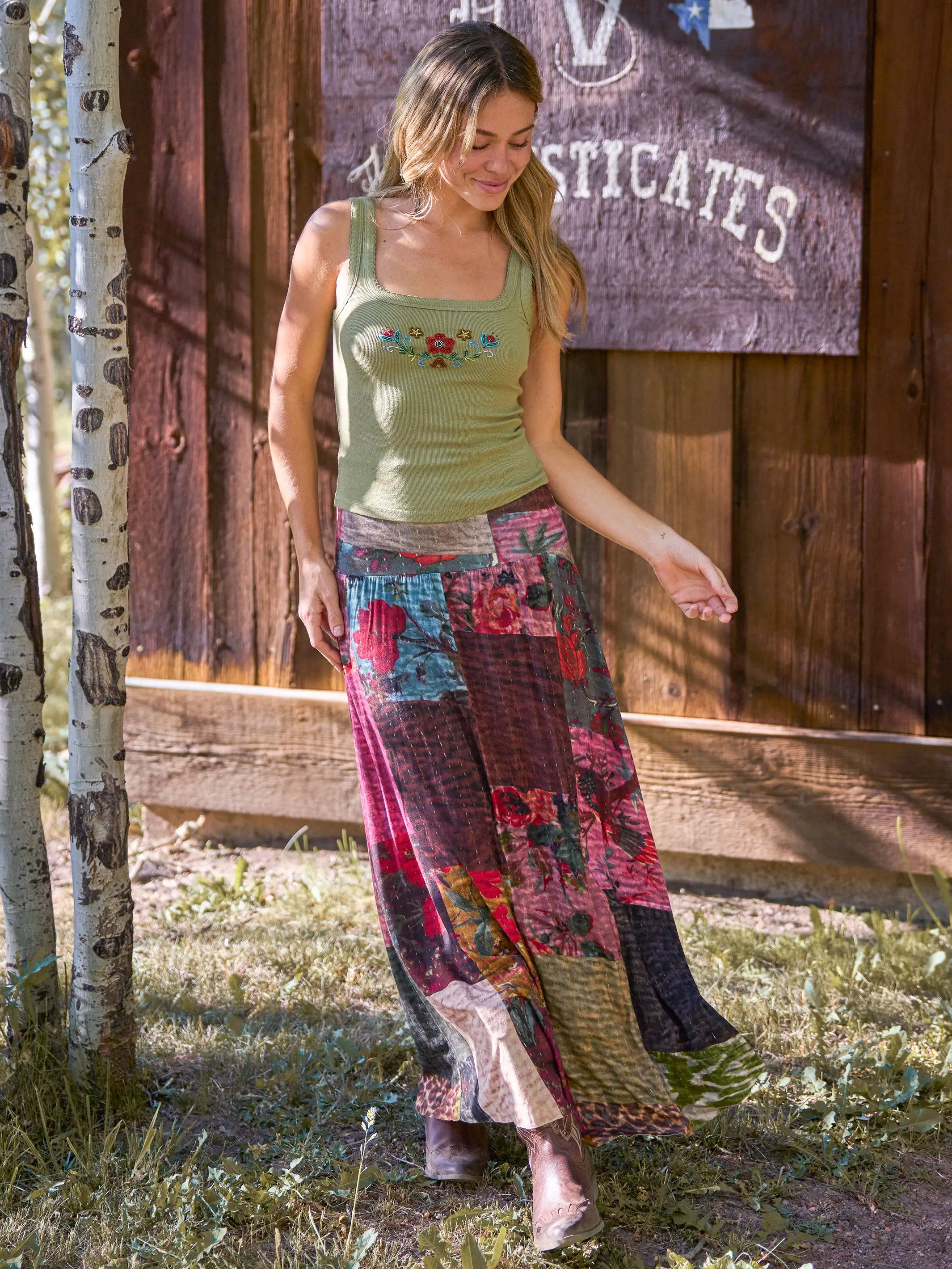Live-In-It Knit ButterSoft Convertible Maxi Skirt - Jewel Quilt Multi