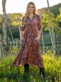 Rebecca ButterSoft Midi Dress - Black Sketched Paisley