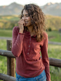 Layer Up Ribbed Henley - Red Clay