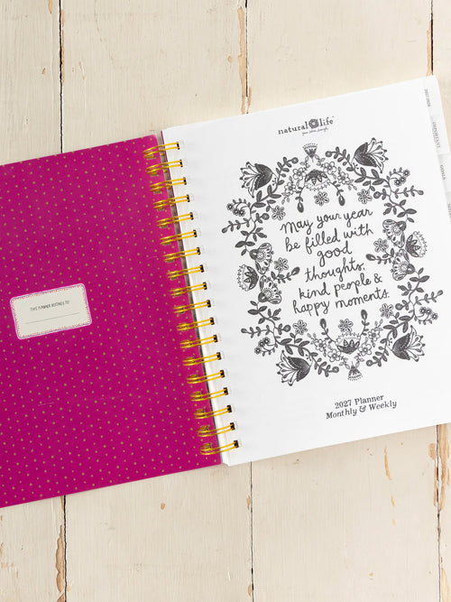 2026-27 17 Month Planner - Teal Folk Flower
