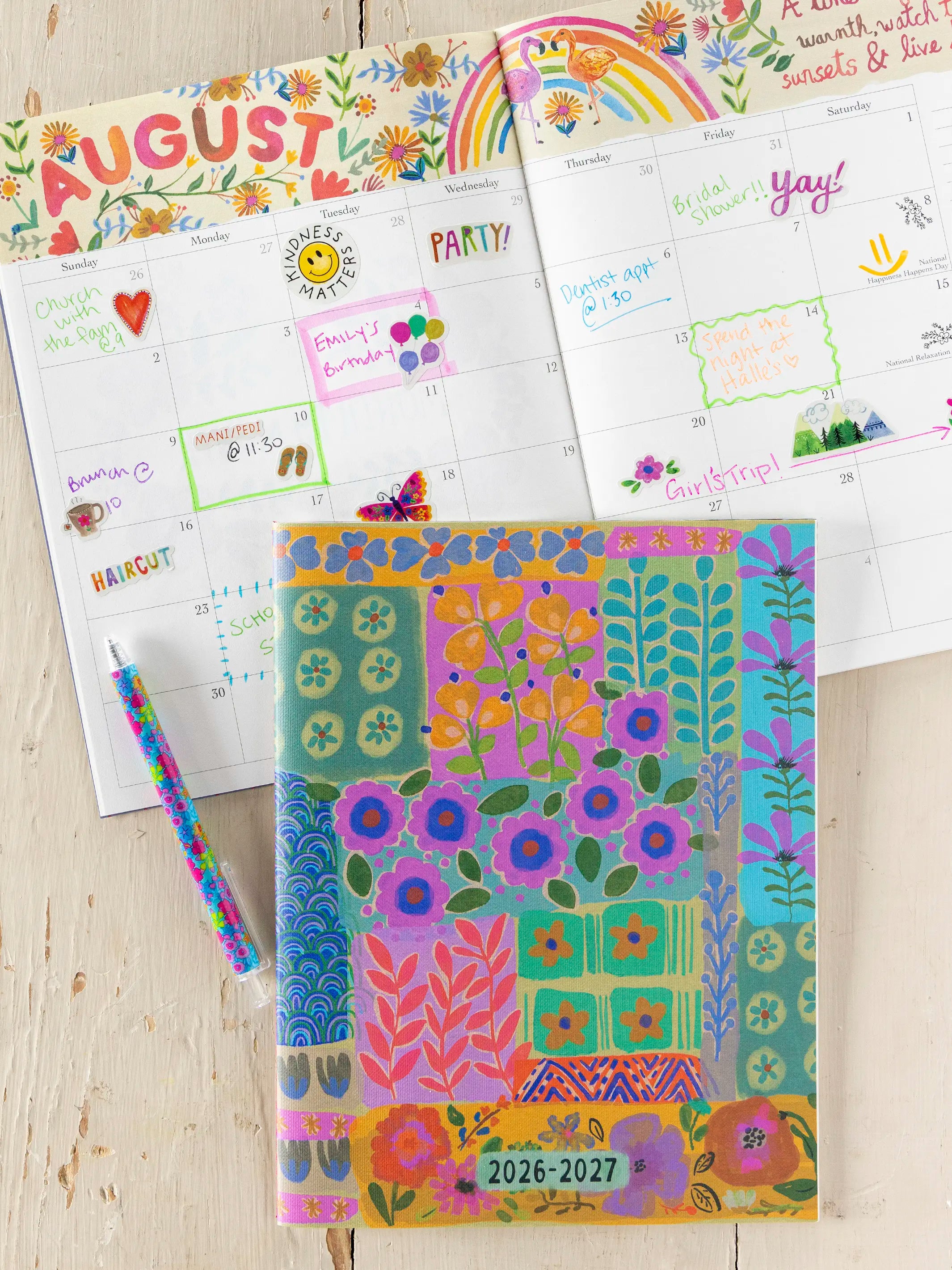 2026-27 Academic Planner - Turquoise Patchwork
