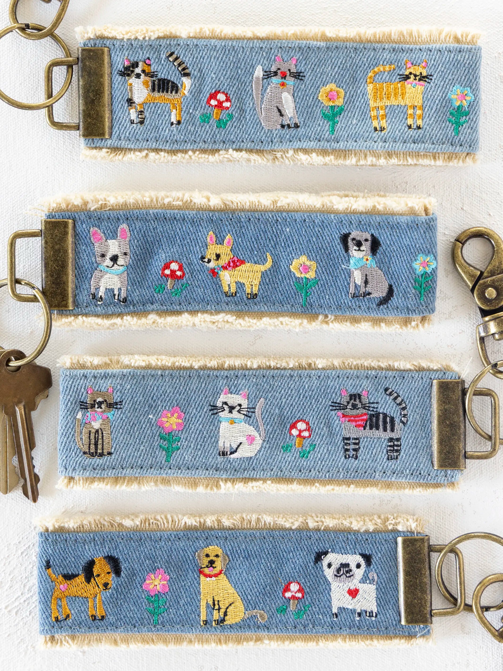 Embroidered Key Chain - Cats
