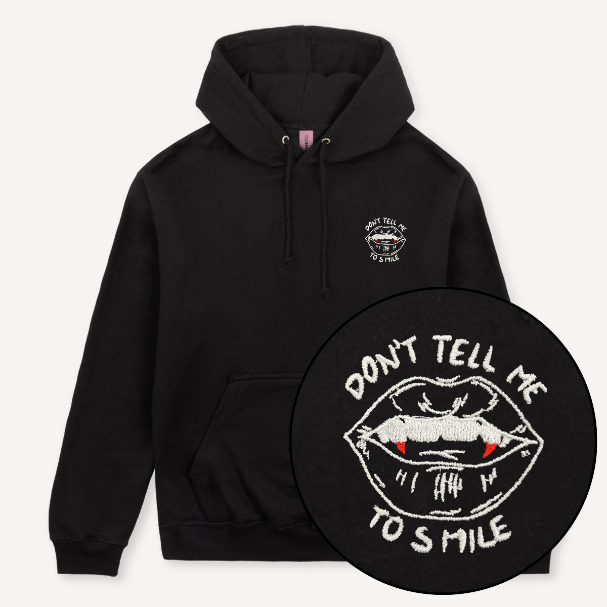 Don't Tell Me To Smile Halloween Embroidered Hoodie