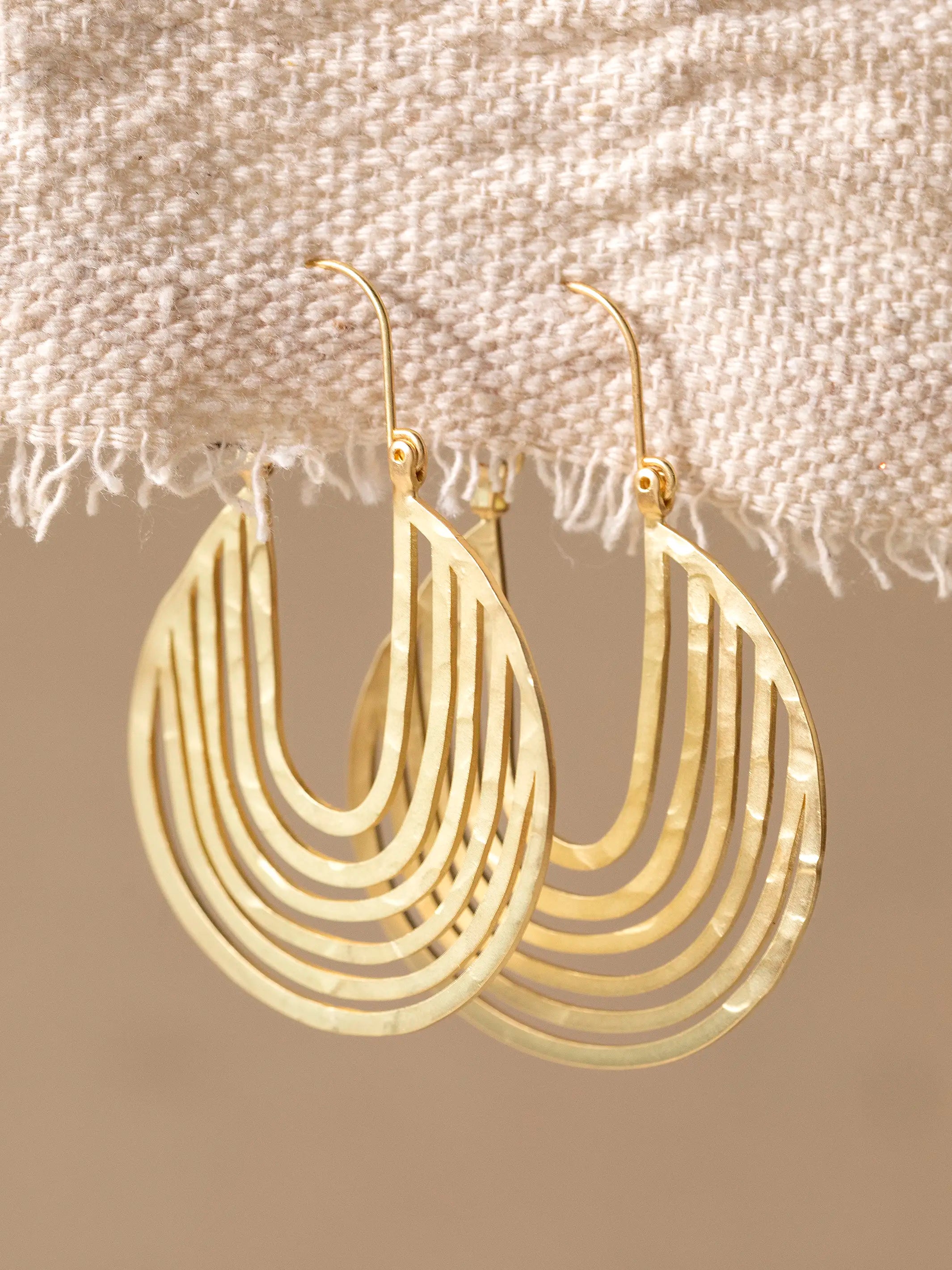 Hammered Hoop Earrings - Gold
