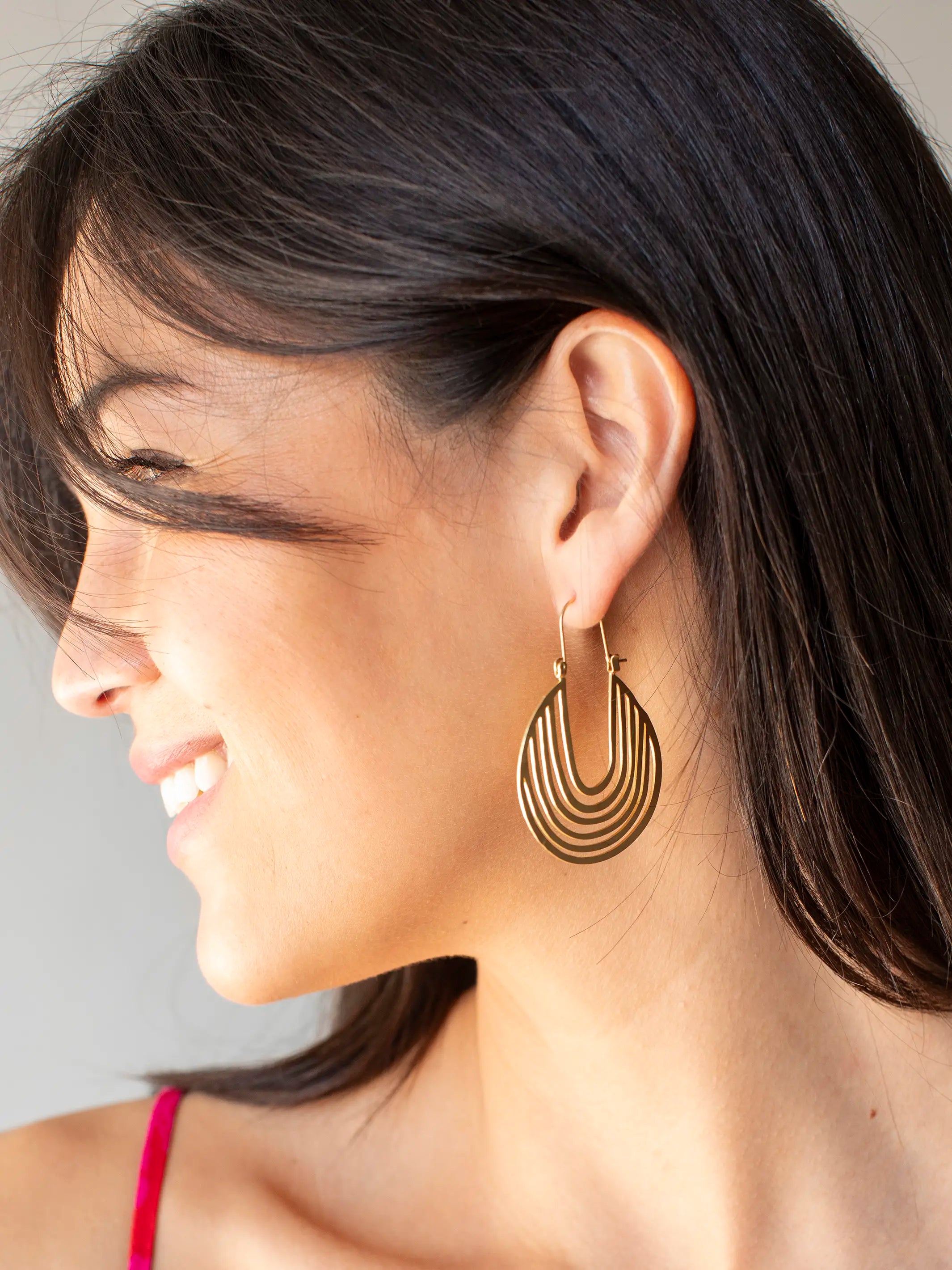 Hammered Hoop Earrings - Gold