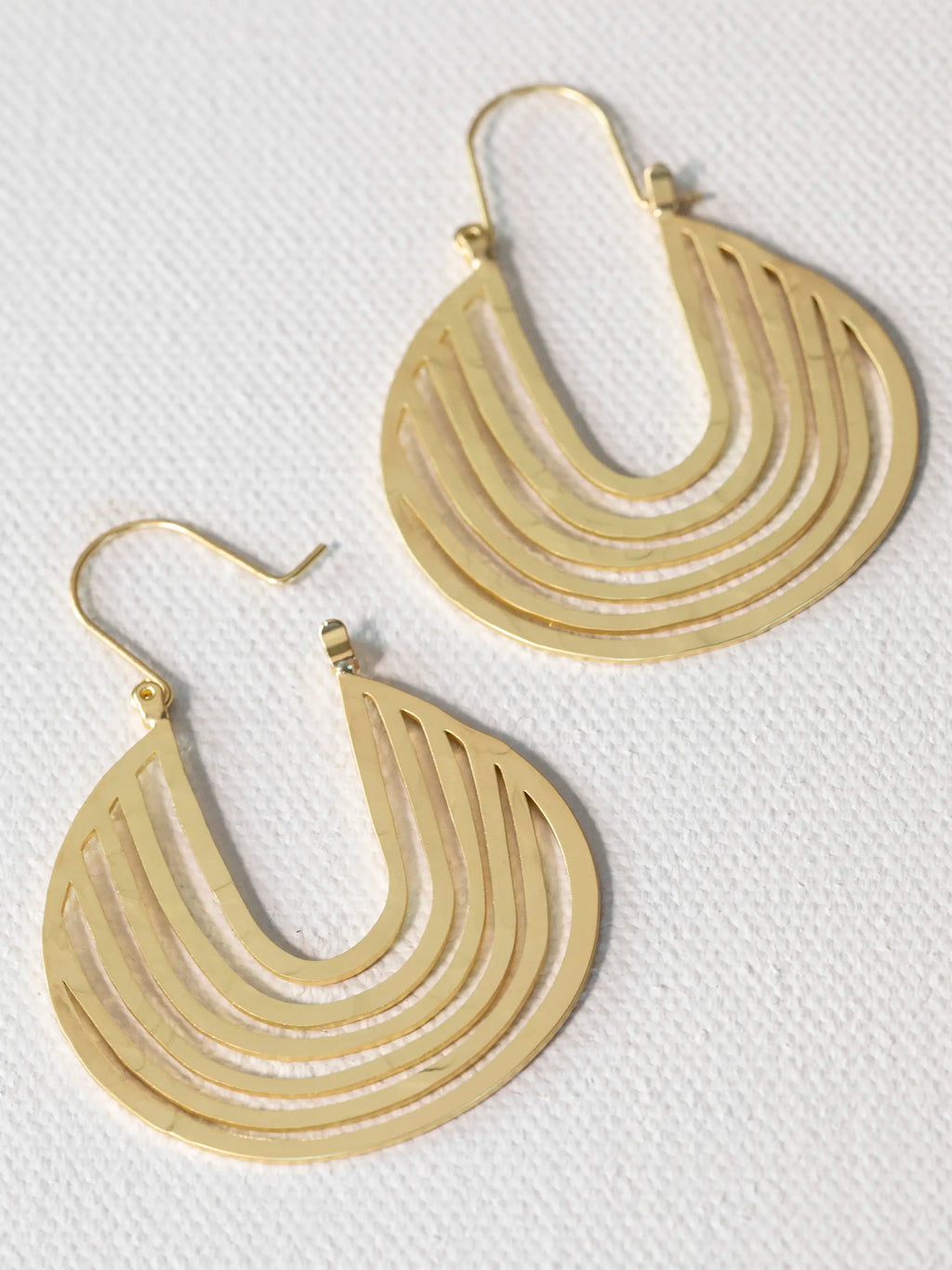 Hammered Hoop Earrings - Gold