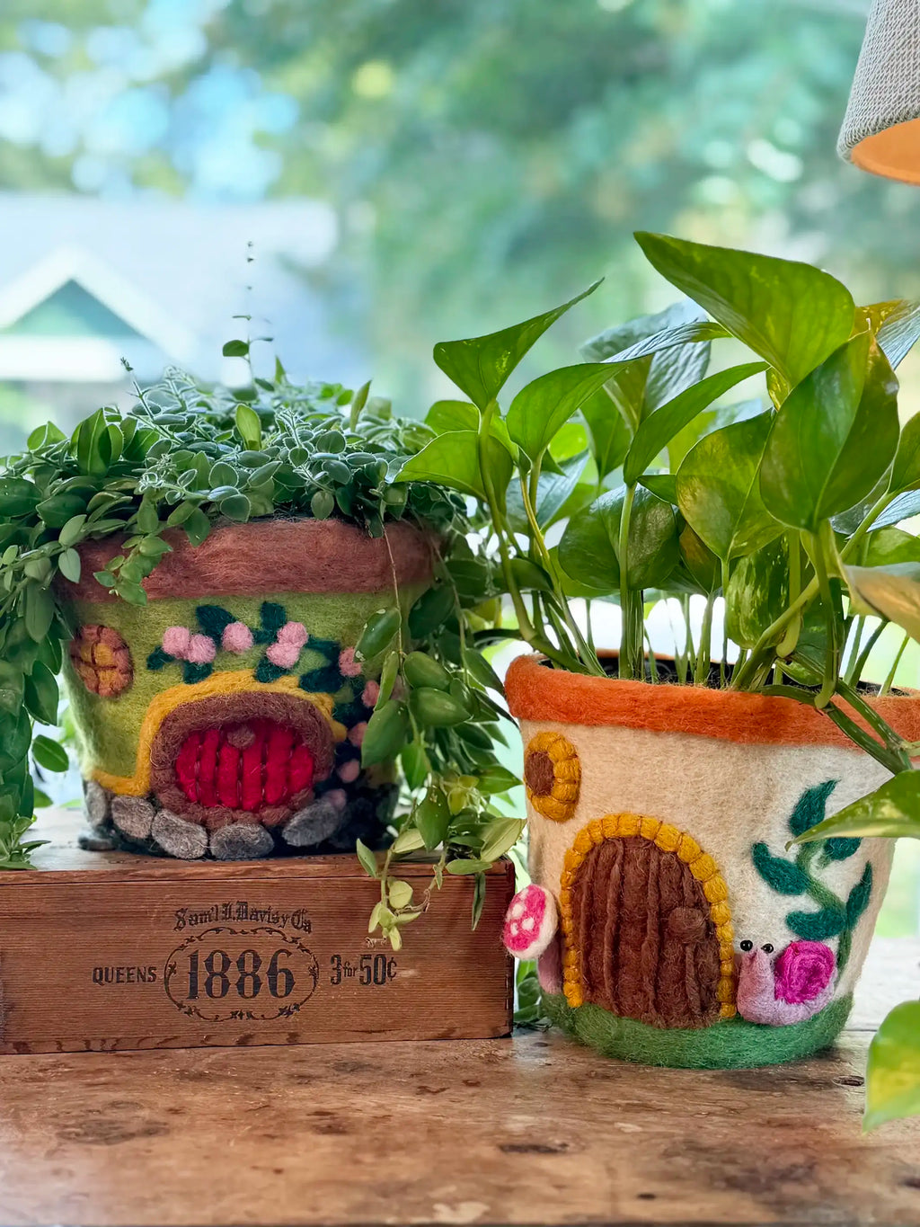 Hand Felted Wool Planter - Forest House