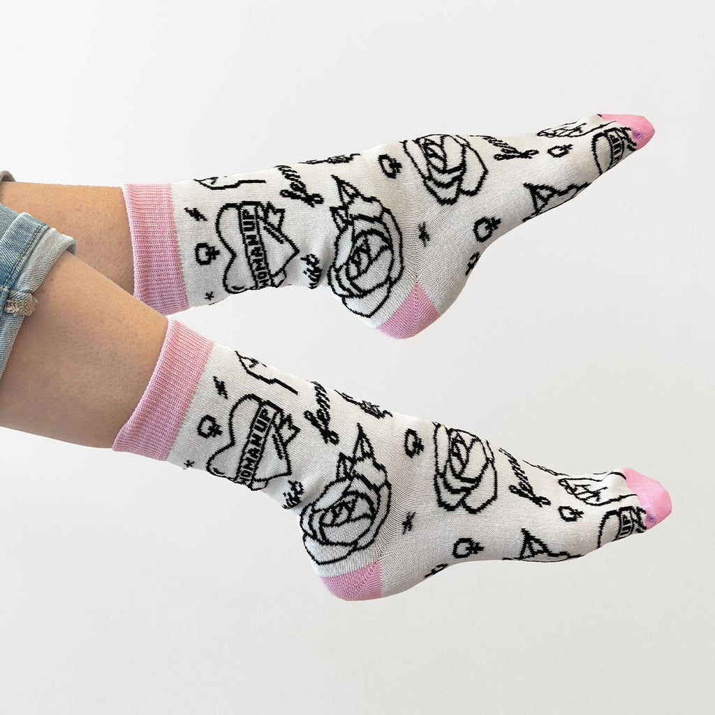 Feminist Tattoo Socks
