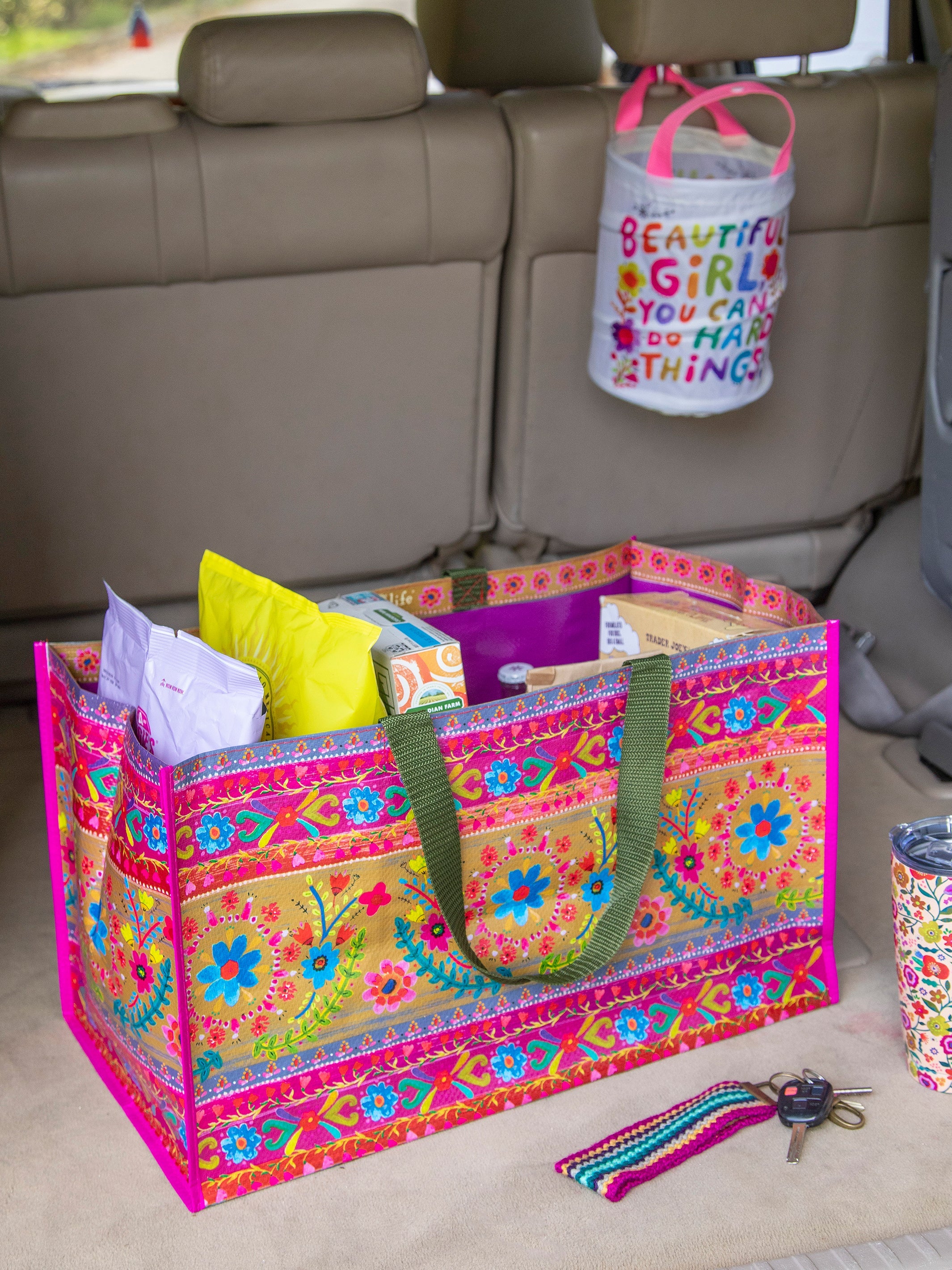 Carry All Happy Tote Bags, Set of 2 - Floral Border