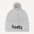 Frosty Embroidered Pom Pom Beanie Hat